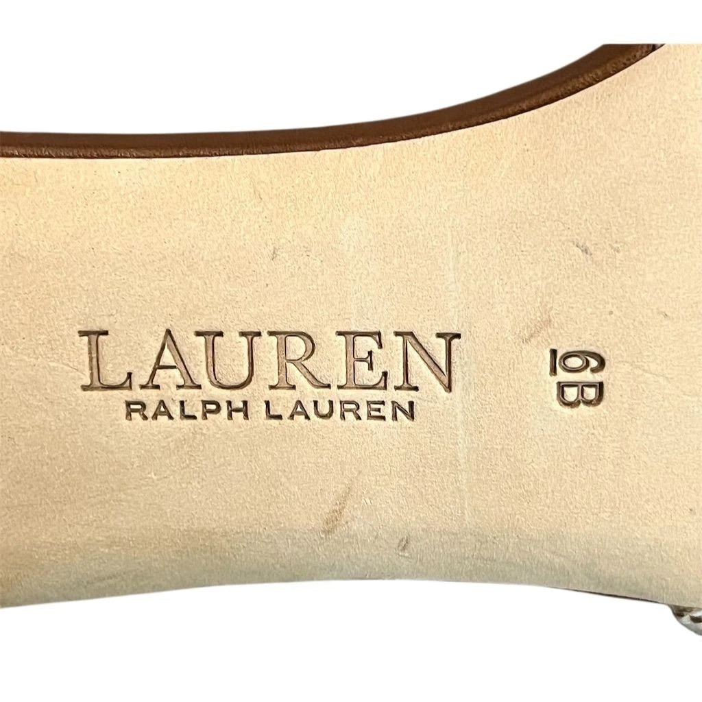 Lauren Ralph Lauren Women's Fay Leather Slide Sandals Brown 6 Preppy Summer