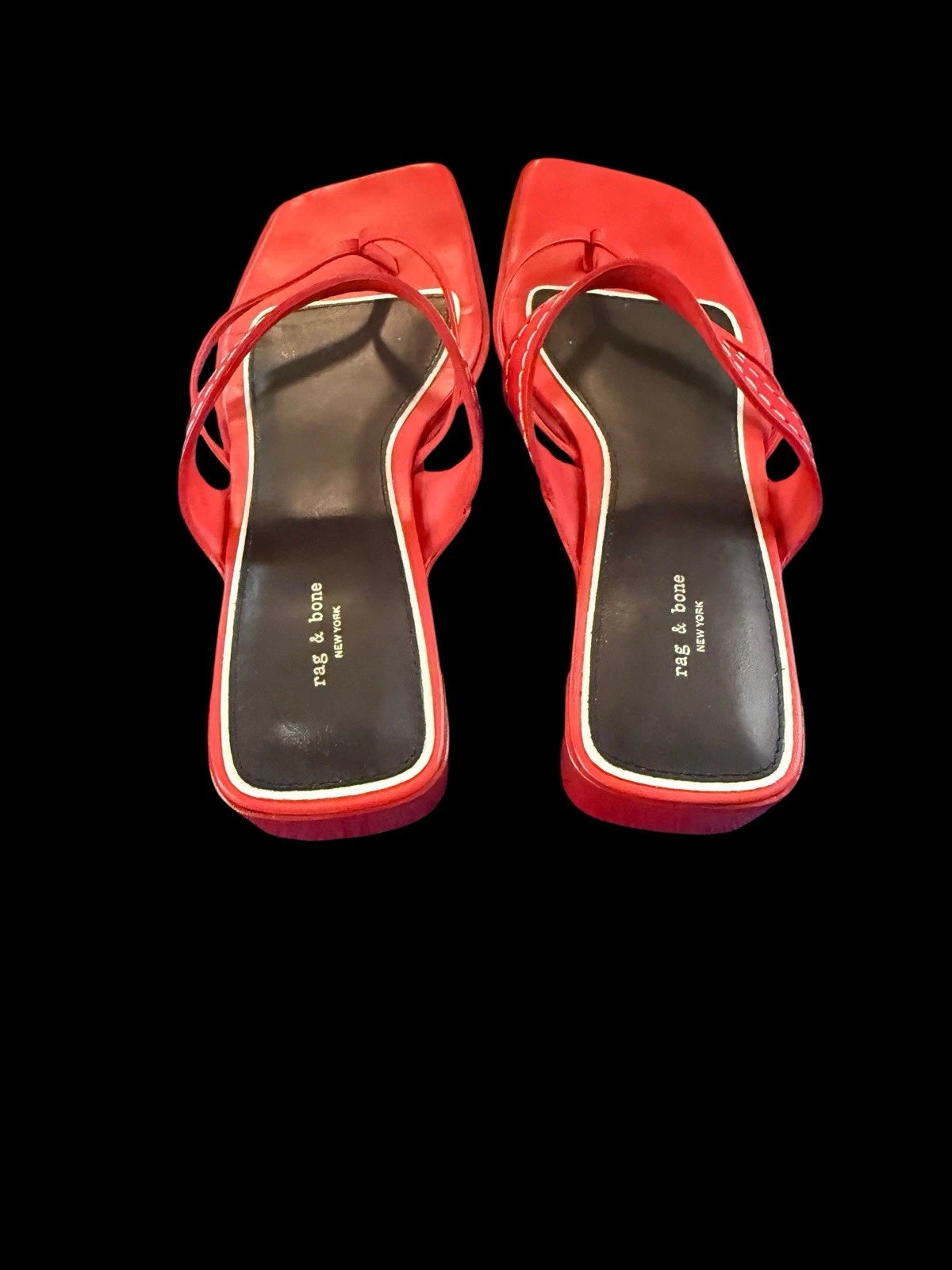Rag & Bone Colt Sandals Slides Red -White Thongs Shoes Sz 37.5 US 7