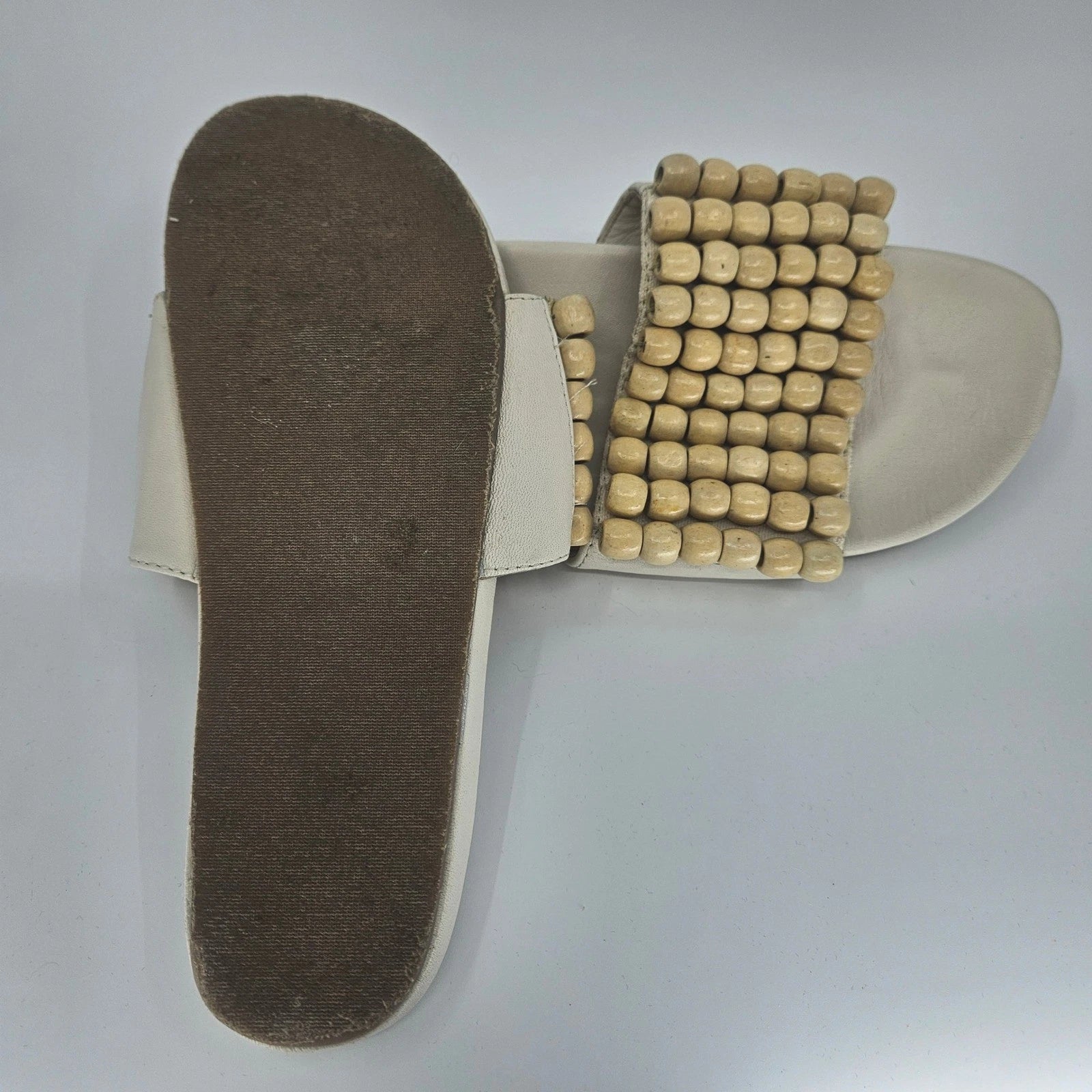 NWOT's Anthropologie Beaded Slide Sandals Casual Summer Slip On Shoes Size 38