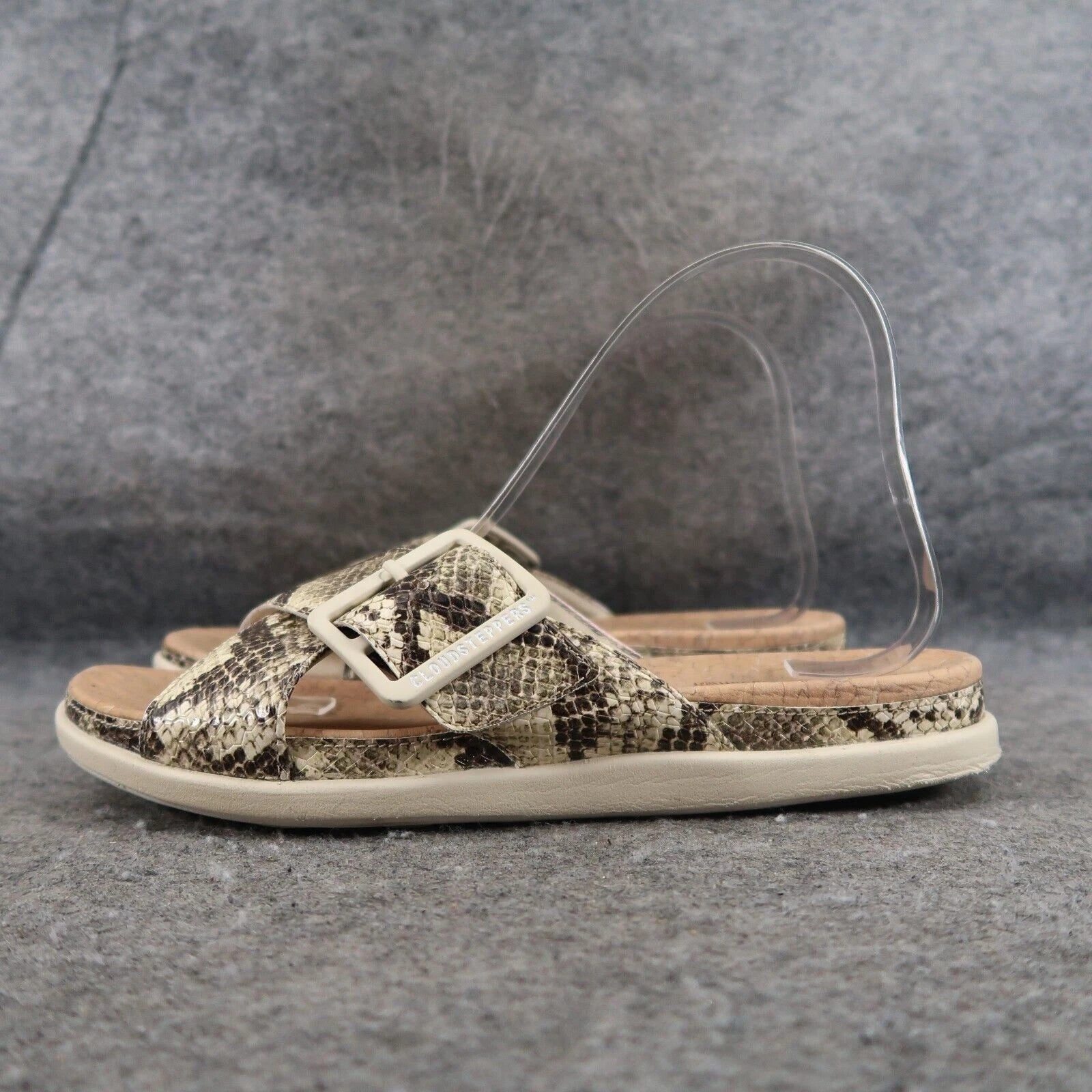Clarks Shoes Womens 8 Sandal Slides Fashion Snakeskin Platform Juneshell Comfort