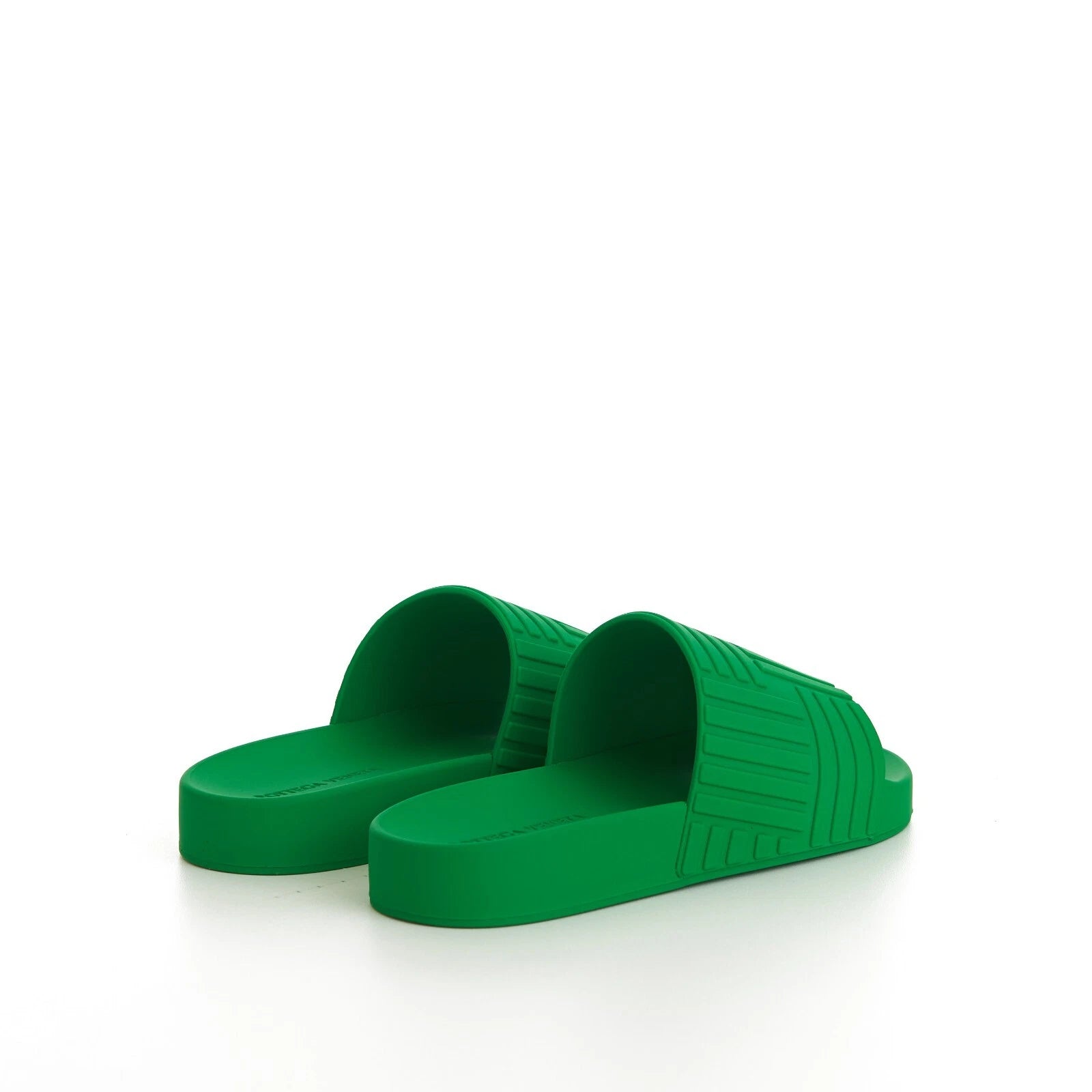 BOTTEGA VENETA 520$ Slide Sandals - Parakeet Green, Geometric Rubber
