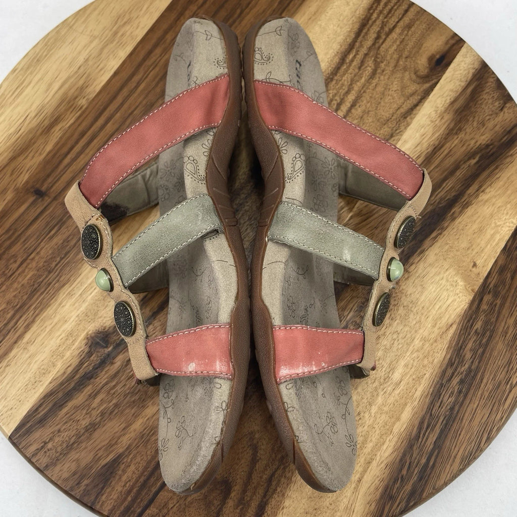 Taos Prize 4 Womens 10 Leather Gem Strappy Comfort Fashion Slides