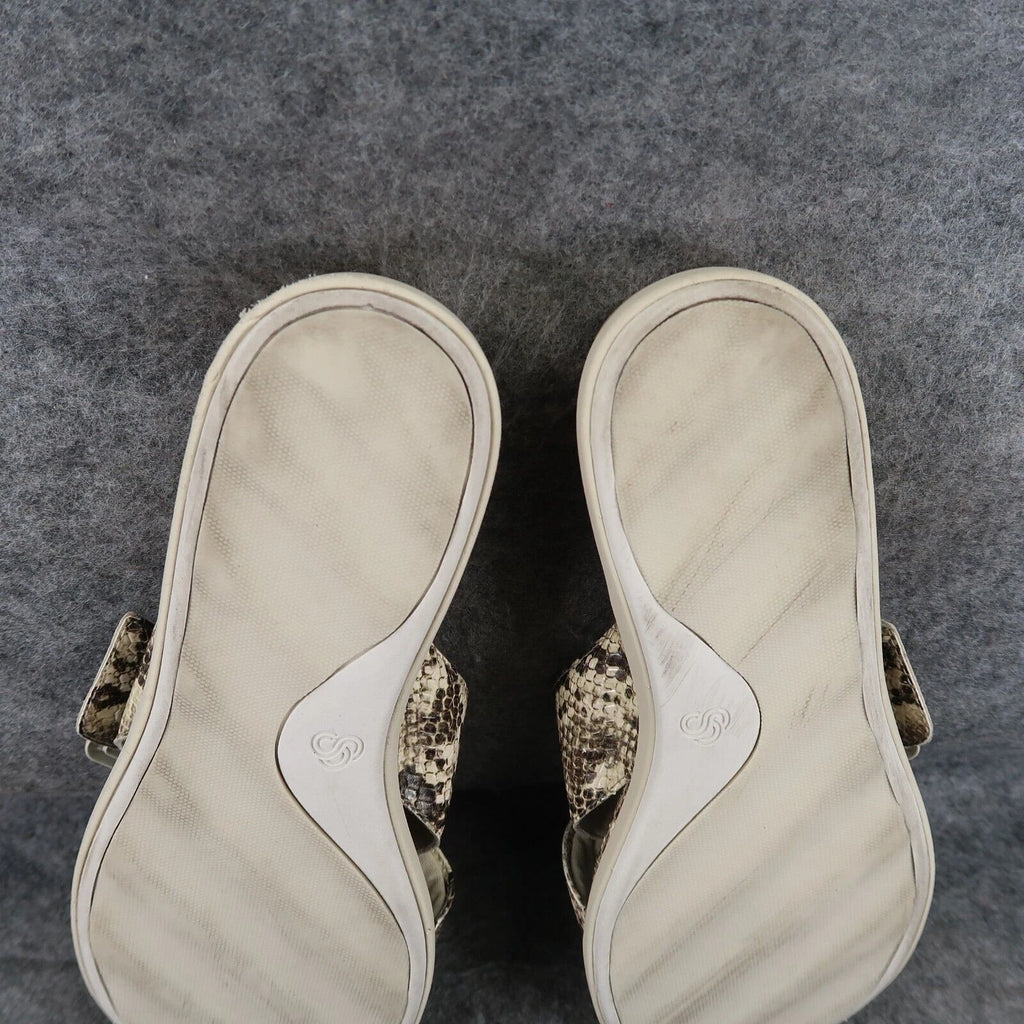 Clarks Shoes Womens 8 Sandal Slides Fashion Snakeskin Platform Juneshell Comfort