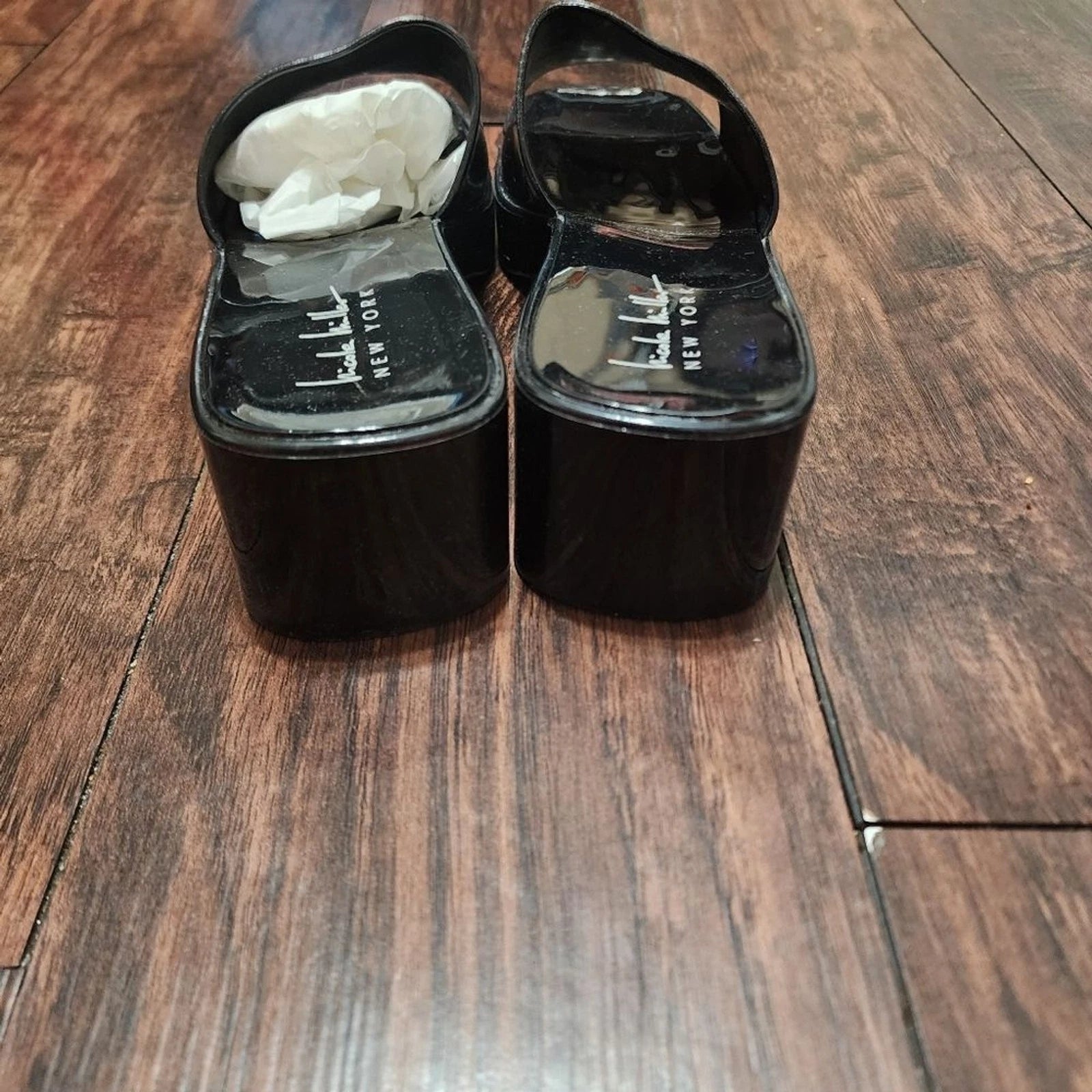 Nicole Miller New York Sandals Womens 9 Black Tikky Style Platform With Heel