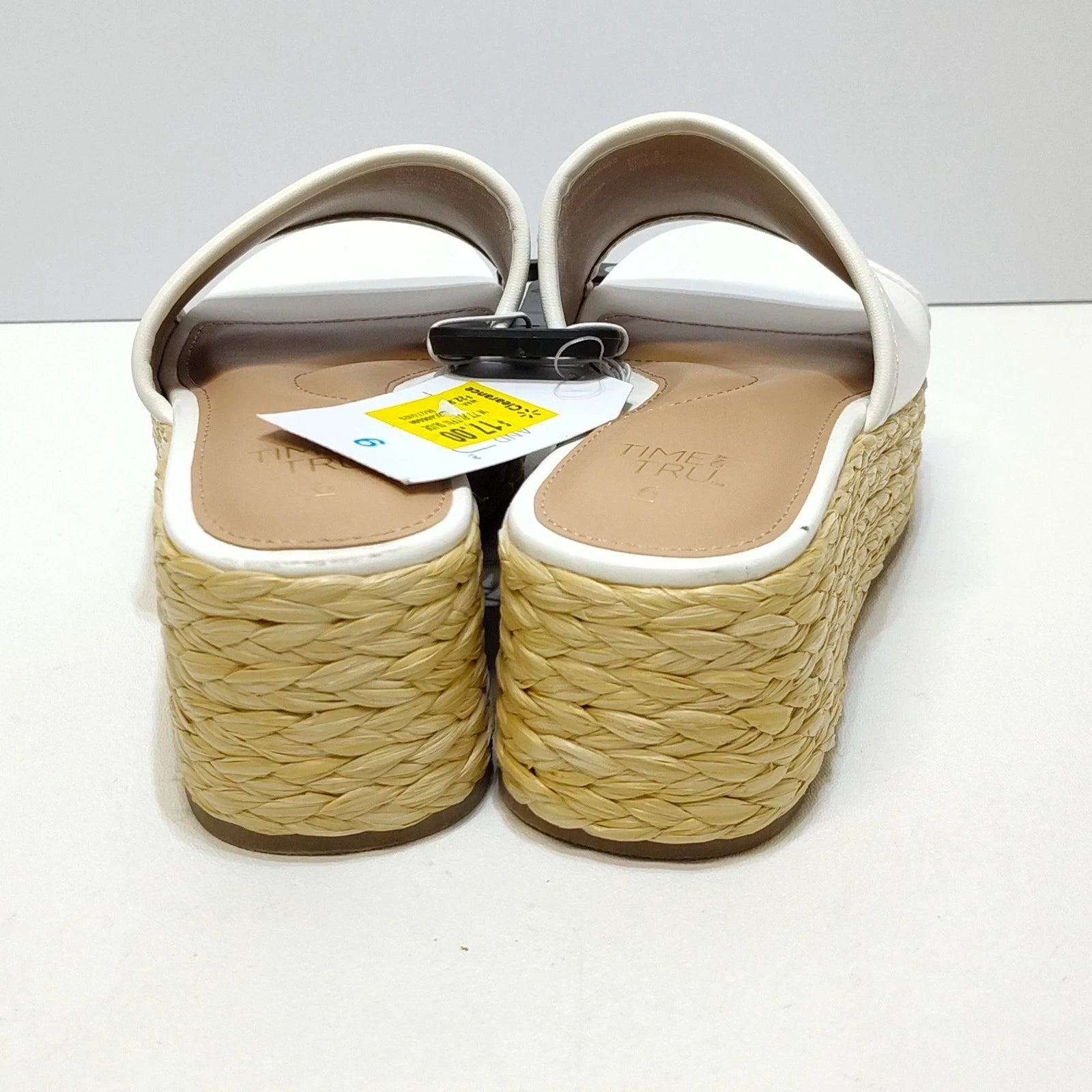 Time And Tru Raffia Platform Slide Sandals Memory Foam Fits True To Size 6 NWT