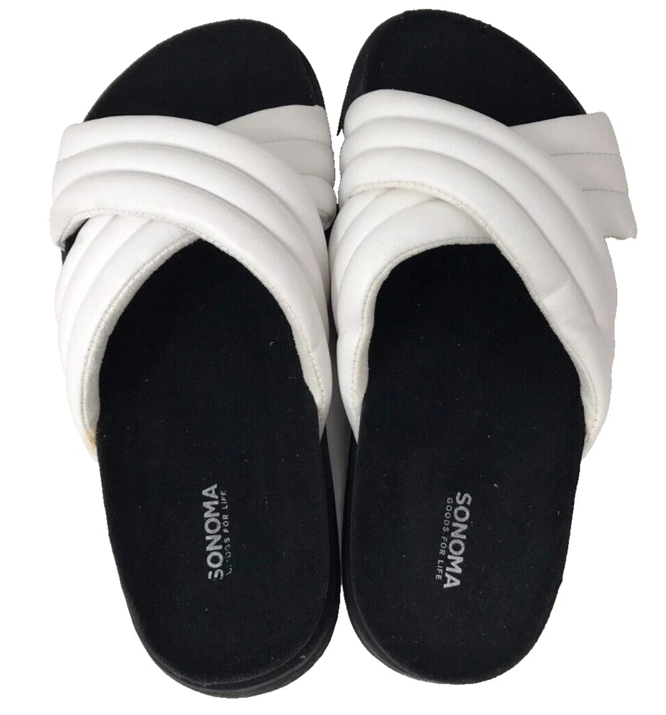 Sonoma Women's Fusilli Platform Slip On Comfort Slides Sandals Wht Size:9 200R
