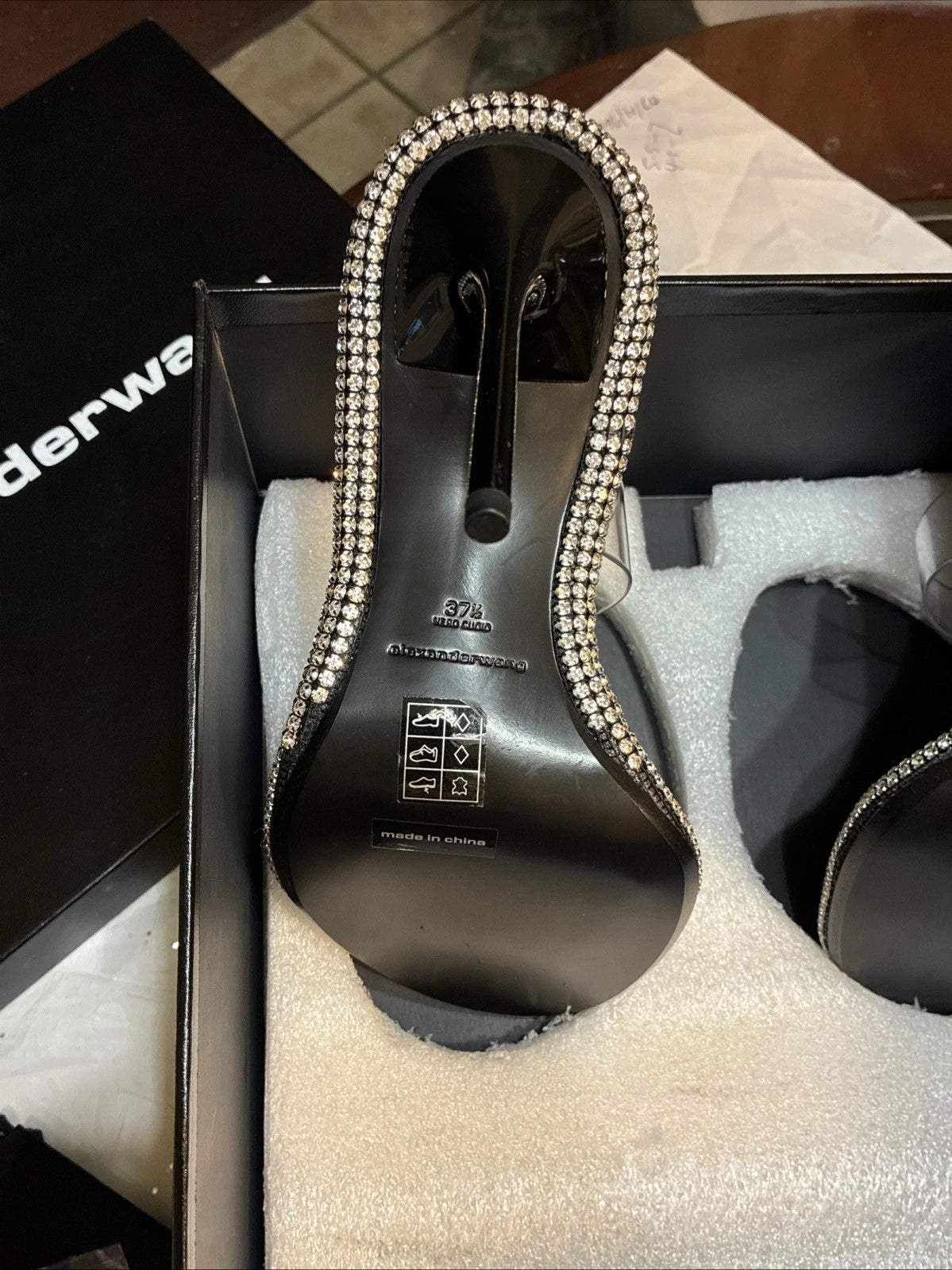 Alexander Wang, Style Nova Slide Sandal PVC/Crystal Size 37.5 New In Box, Tags