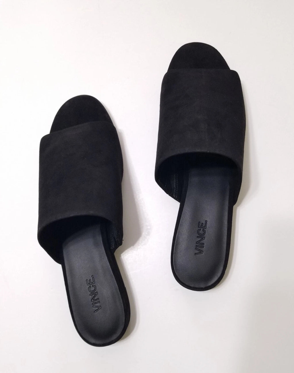 NIB Vince Bartley Suede Leather Slides Sandal in Black Size 9.5 $225