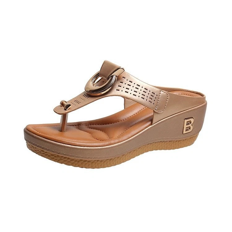 Low-Wedge Women Orthopedic Sandals Casual Flat Shoes Flip Flops Ladies Anti-Slip