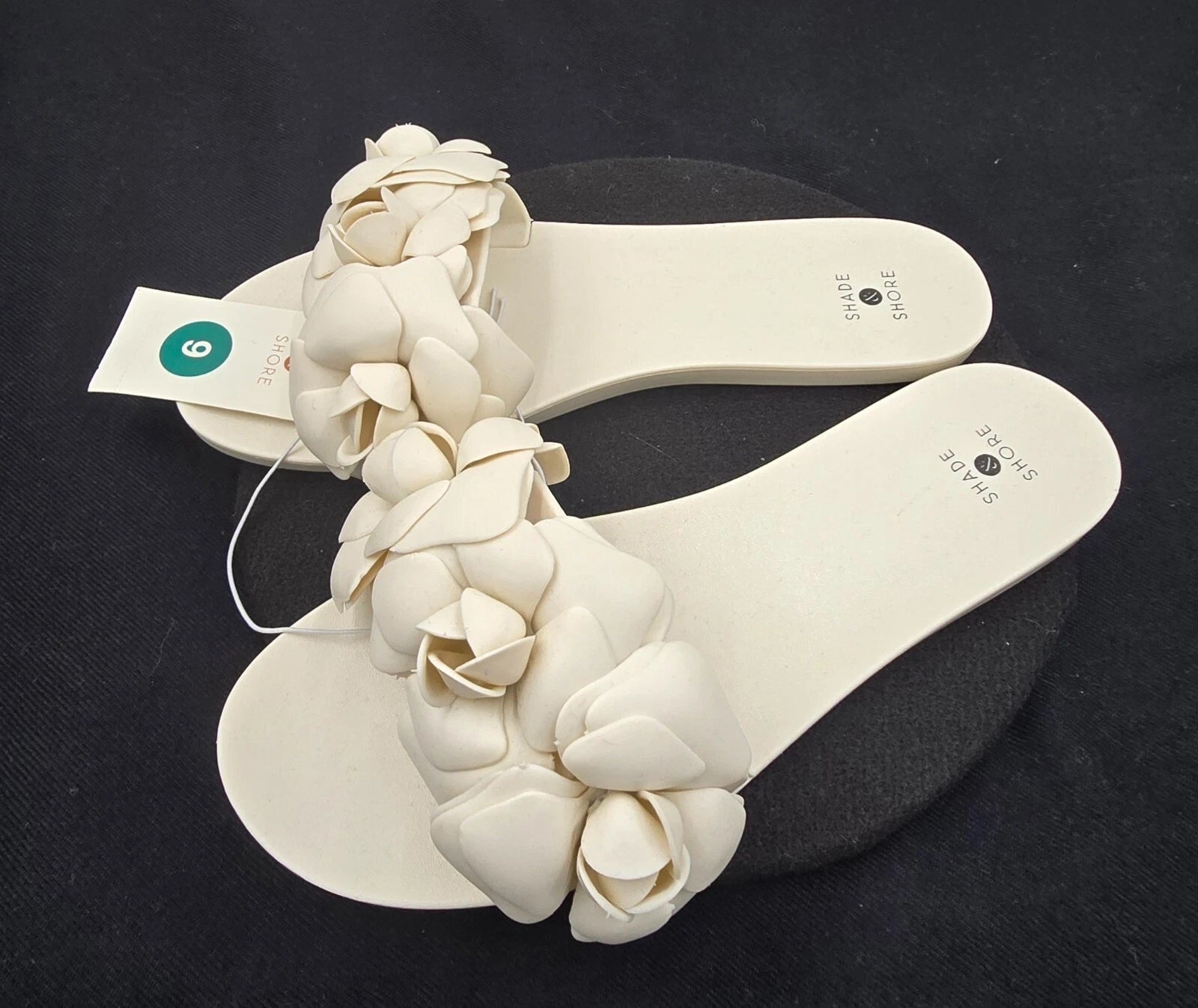 Shade & Shore Floral Slide on Women's Sandals Cream Jelly Style Size 9 - New