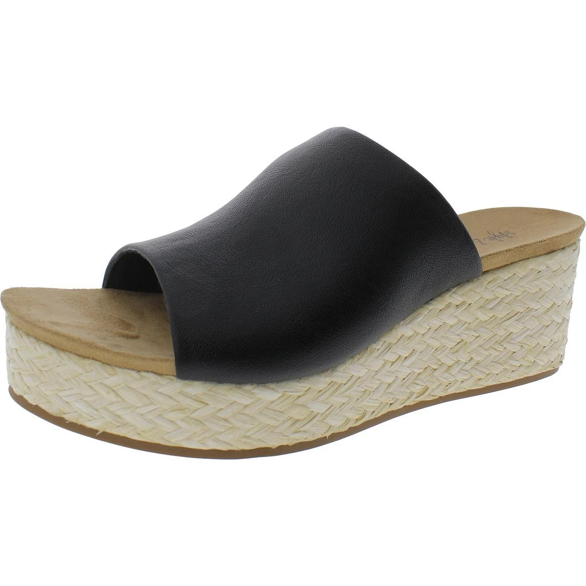 Style & Co. Womens LARISSAA Black Wedge Slide Sandals 11 Medium (B,M) BHFO 0148