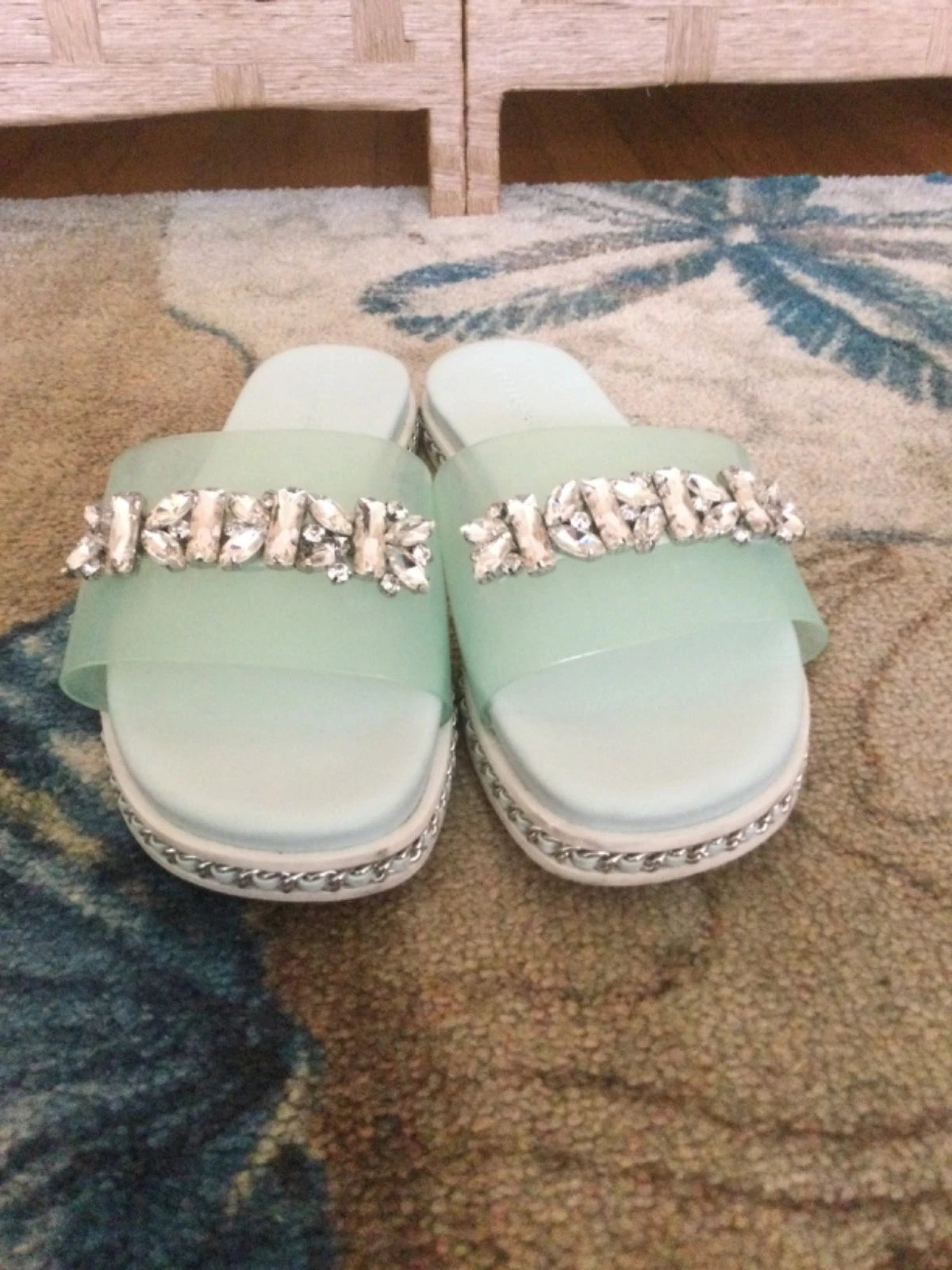 Karl Lagerfeld Sandals 8 M Paris Mint Julep Billi Fashion Slides