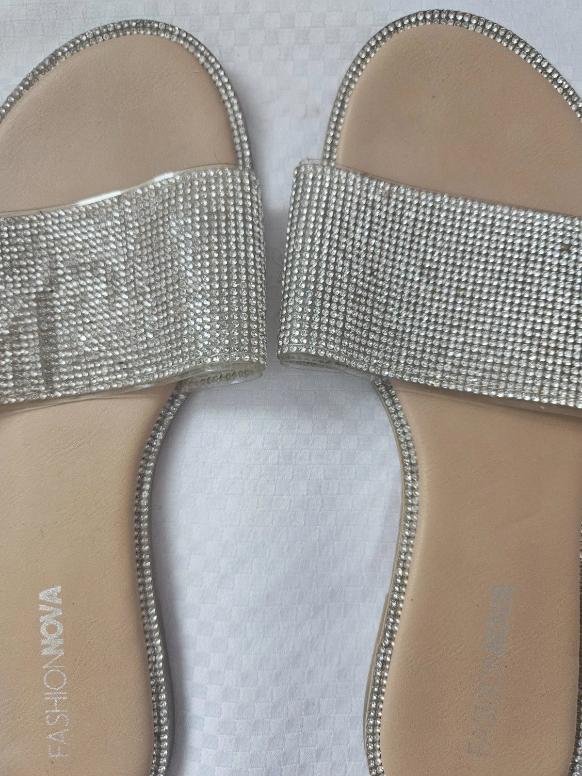 Women's FashionNova Slides with Rhinestones/ US Size 7 Women's Sandals/ Summer