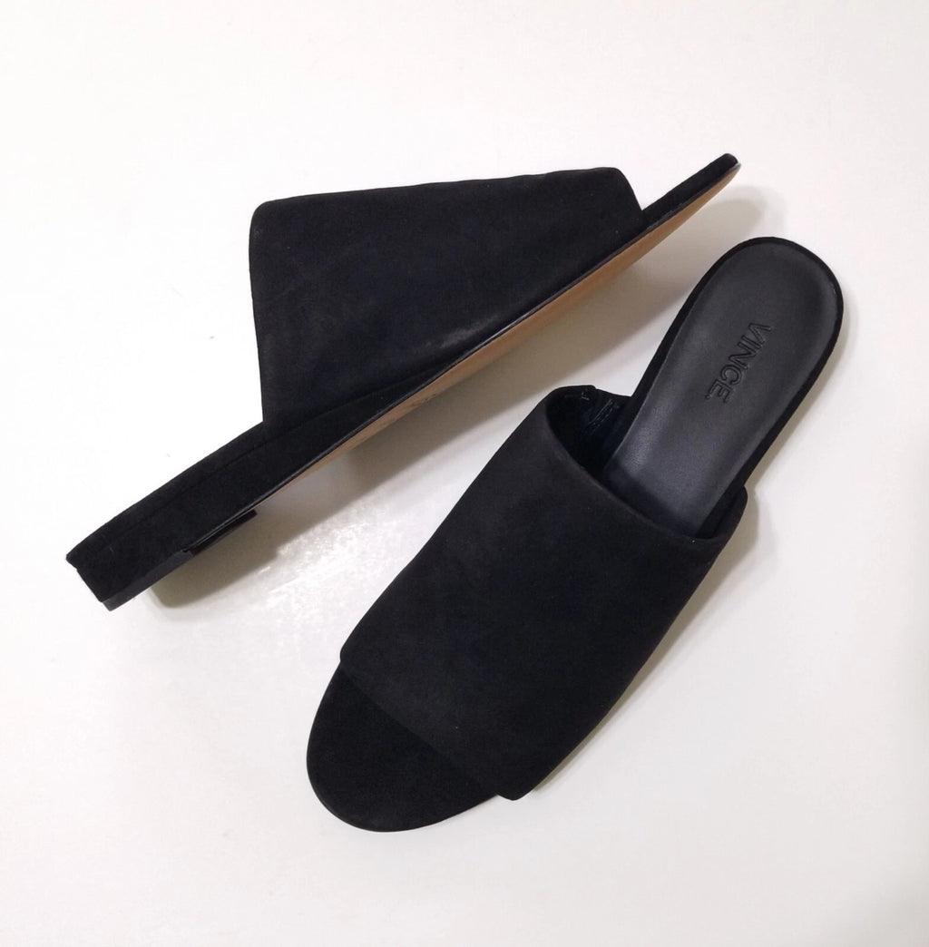 NIB Vince Bartley Suede Leather Slides Sandal in Black Size 9.5 $225