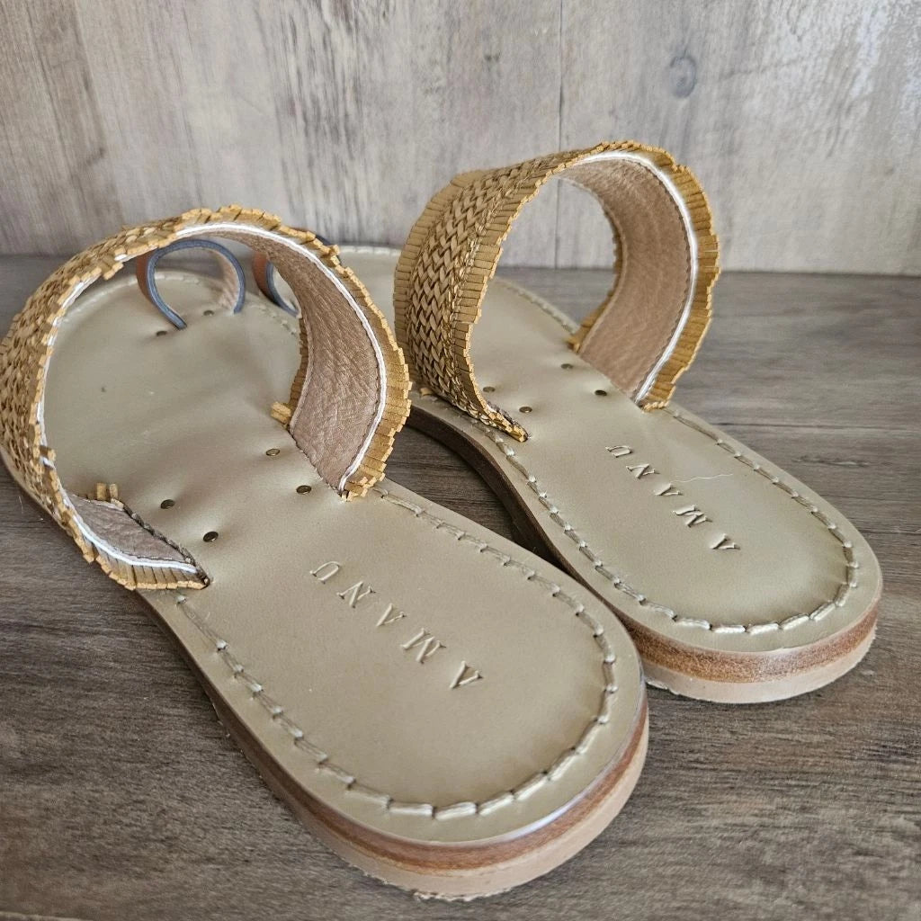 Amanu Style 6 The Shela Woven Slide Sandal Ochre Tan Womens 35 US 5