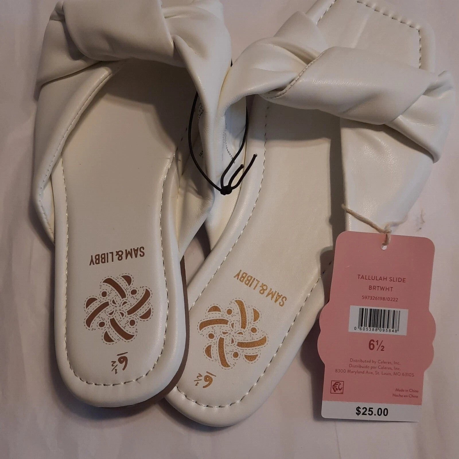 Womens Sam & Libby Tallulah Off White Slides Sandals Twist Strap Flat Footwear
