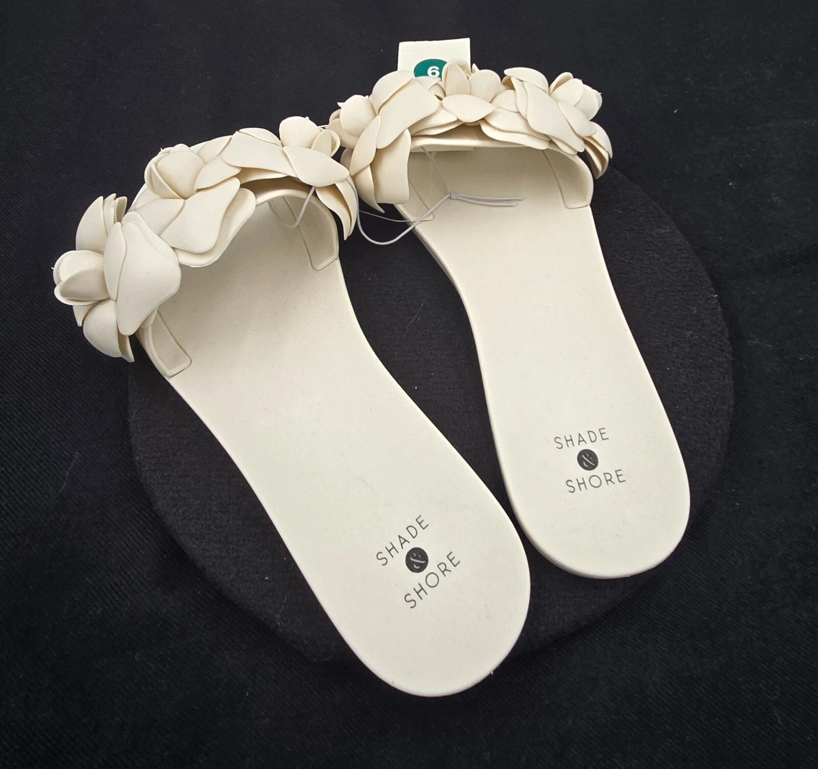 Shade & Shore Floral Slide on Women's Sandals Cream Jelly Style Size 9 - New