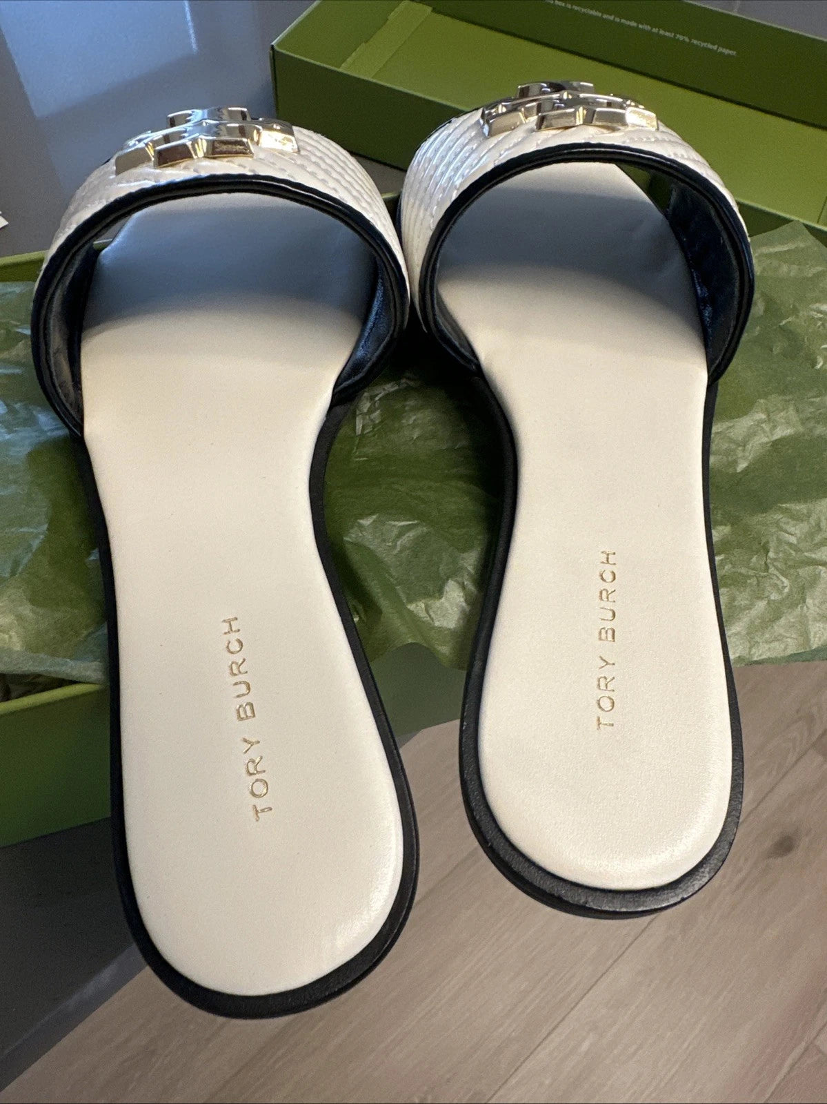 Tory Burch Everly Leather Slide, Light Cream, LIMITED EDITION