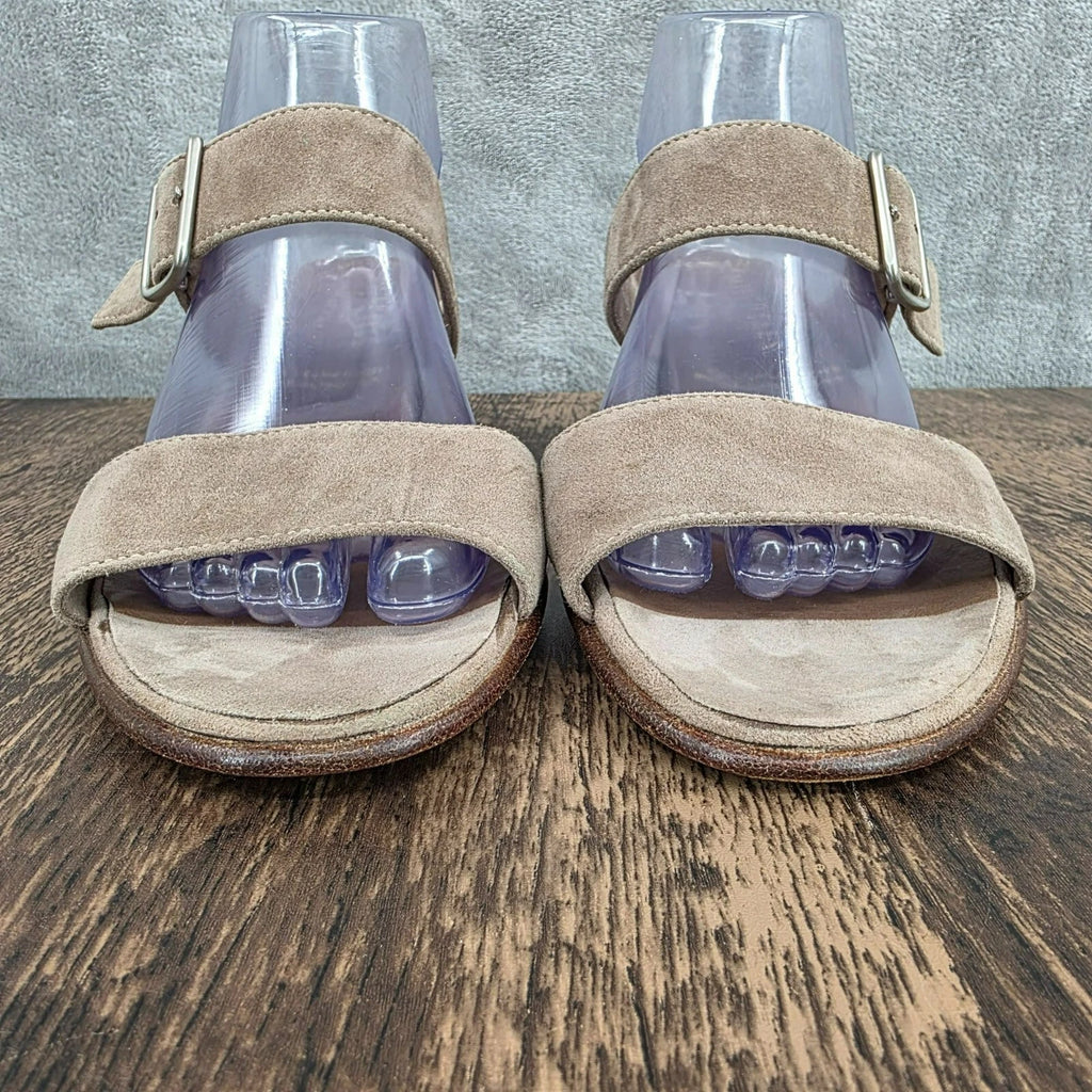 Gravati Mitchells Slide Sandals 10.5 Toast Suede Leather 2 Strap Buckles Italian
