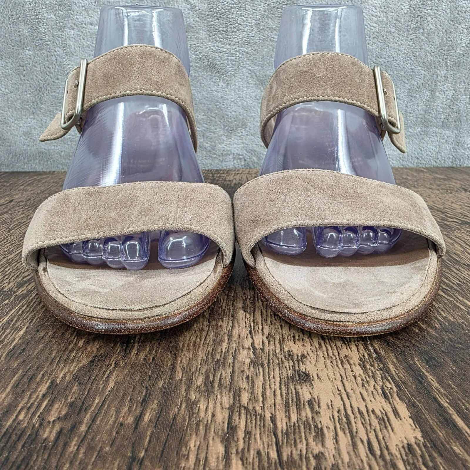 Gravati Mitchells Slide Sandals 10.5 Toast Suede Leather 2 Strap Buckles Italian