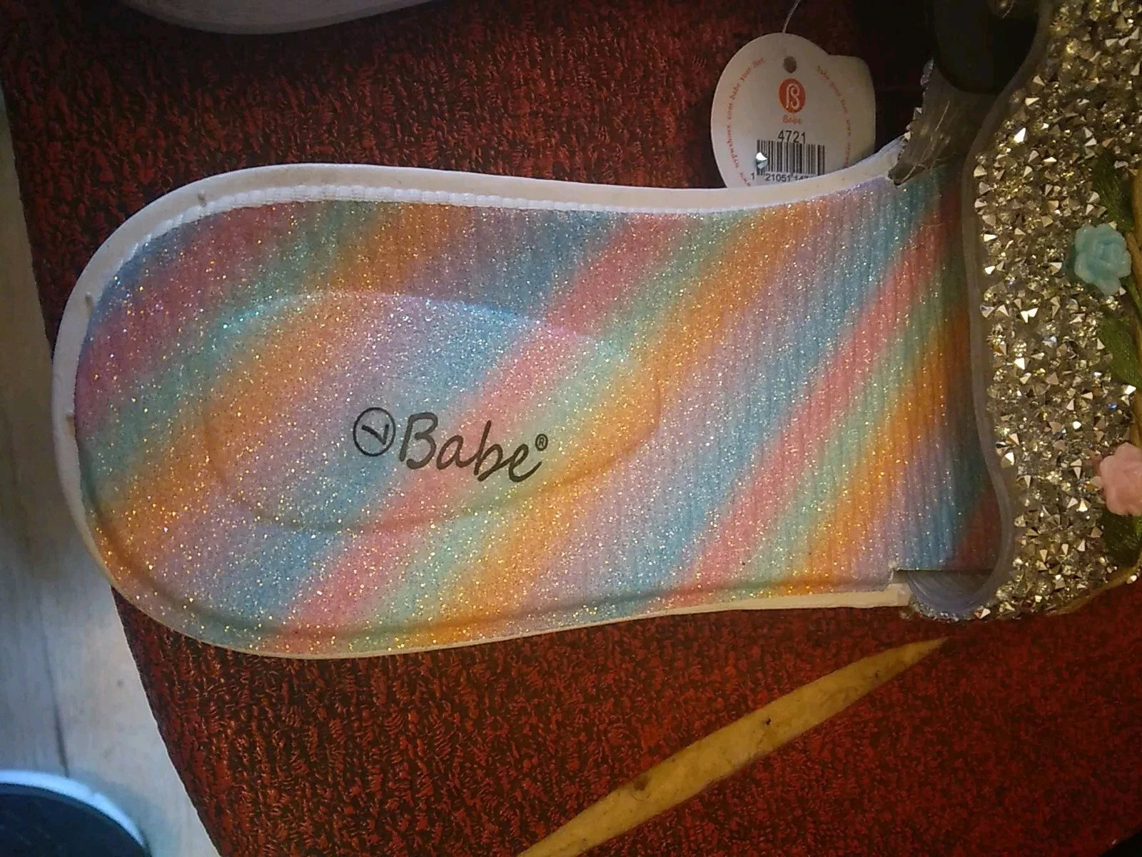 Babe's Rainbow Floral Gray Fashion Women's Slides Slippers Size 7 (BRAND NEW)
