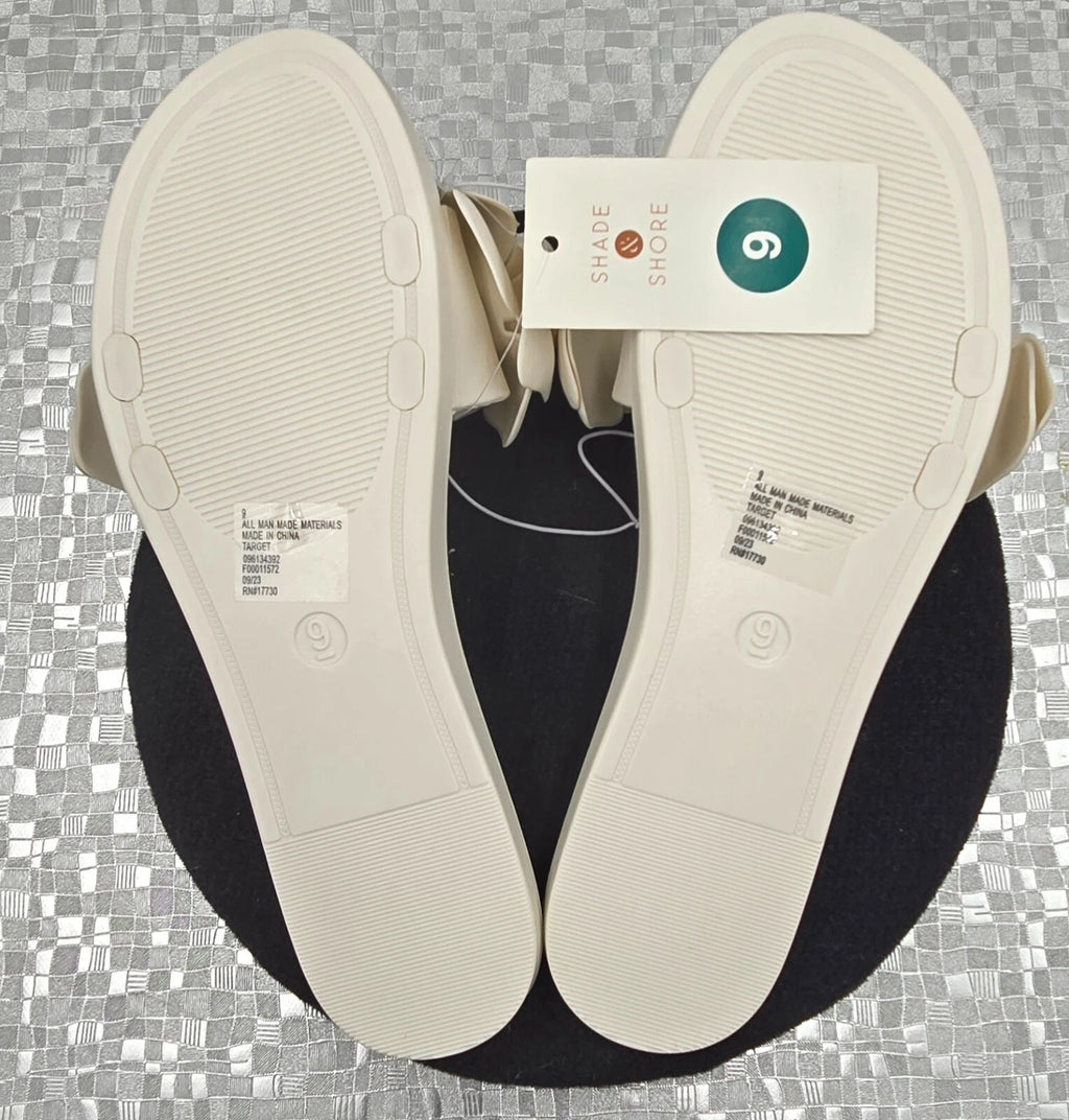 Shade & Shore Floral Slide on Women's Sandals Cream Jelly Style Size 9 - New