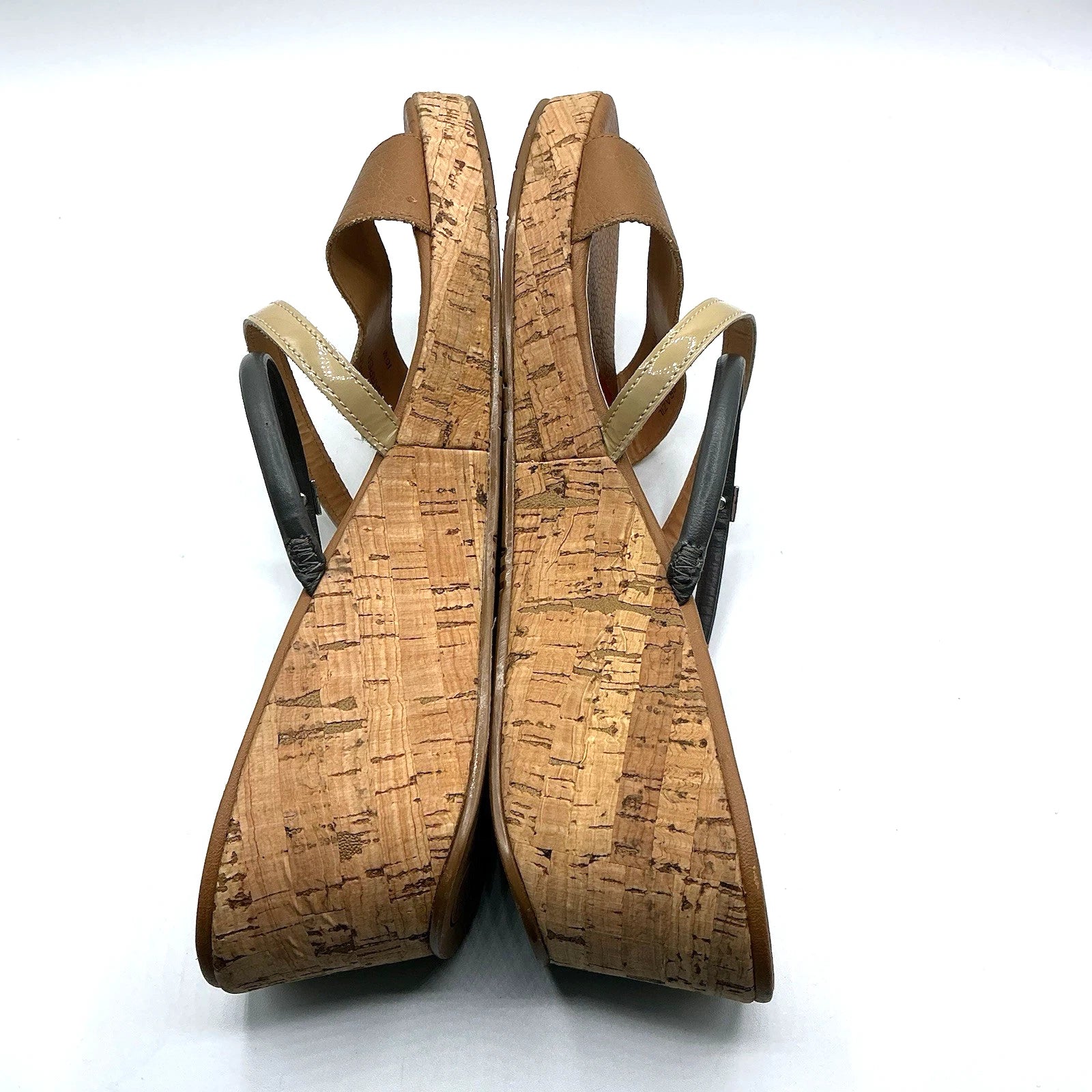 Brighton HARPER Sz 10 Slip On Slides Cork Wedge Sandal Brown Chic Fashion Glam
