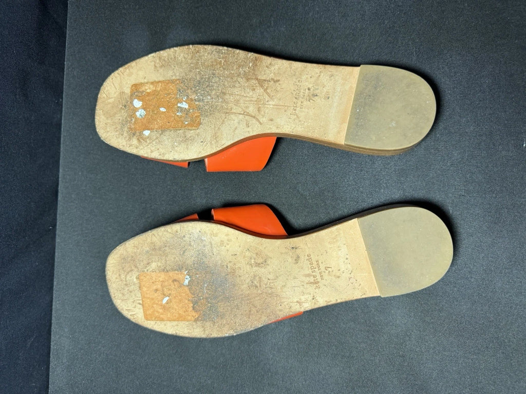 Kate Spade Orange Dock Sandal Womens 7 Leather Square Toe Coastal Style GUC