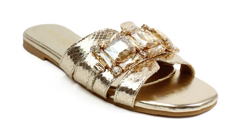 KARAUSA Fashion Bling Rhinestone Big Crystals Casual Slides Sandal
