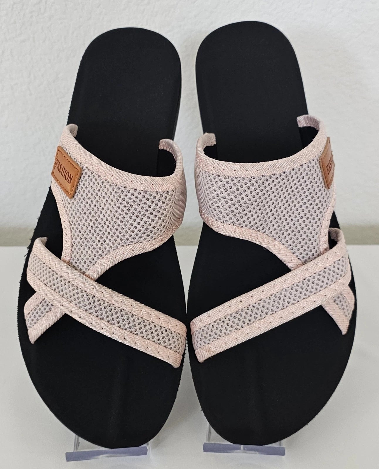 Women's Hollow Mesh Slide Sandals Casual Clip Toe Flat Summer Shoes Size 41/10