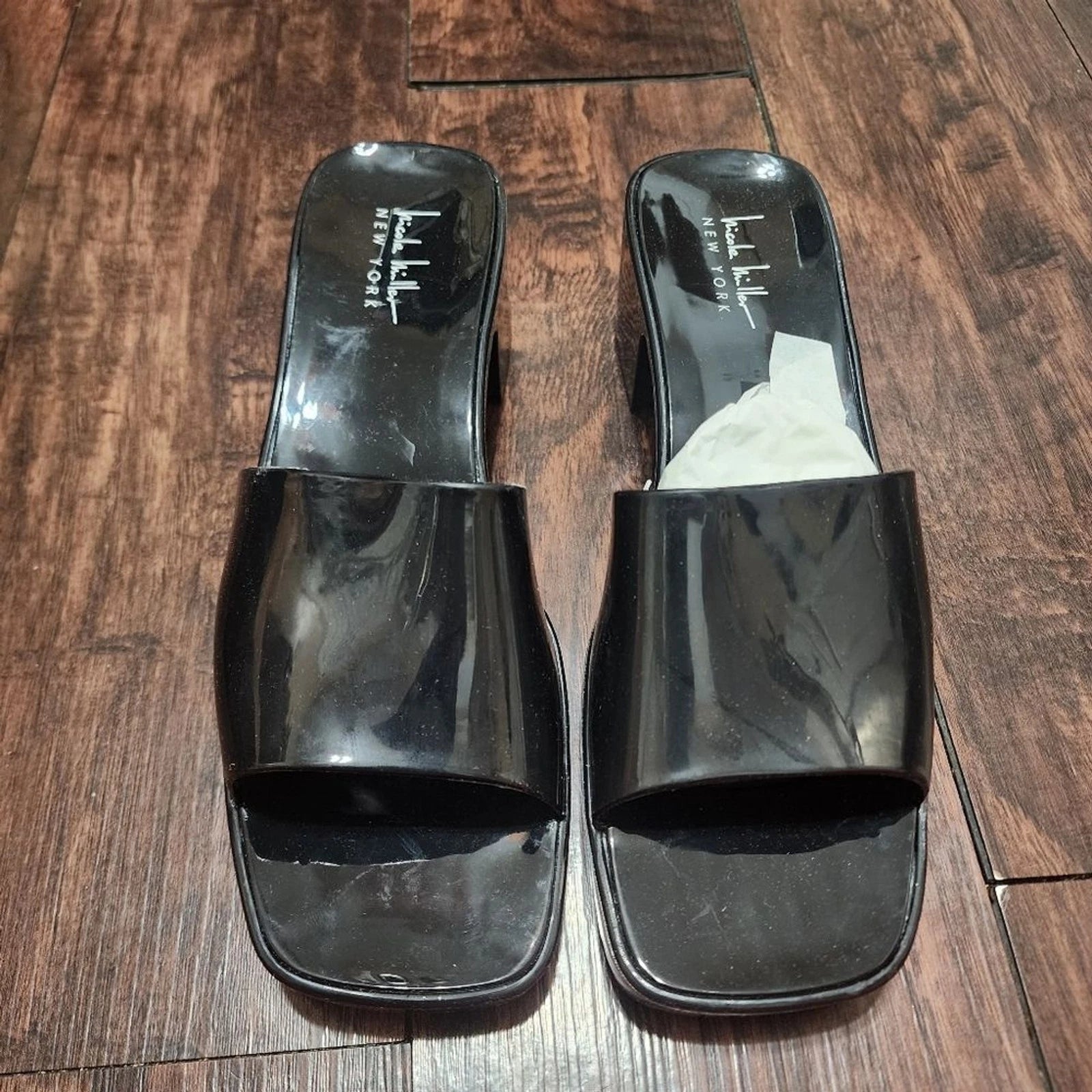 Nicole Miller New York Sandals Womens 9 Black Tikky Style Platform With Heel