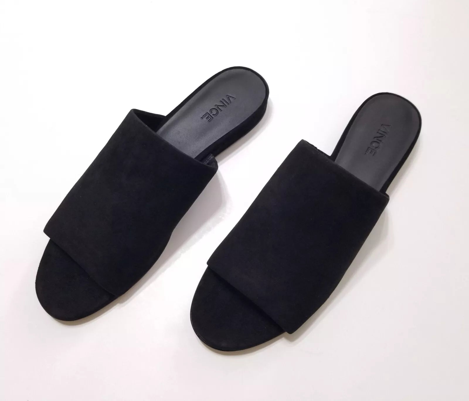NIB Vince Bartley Suede Leather Slides Sandal in Black Size 9.5 $225