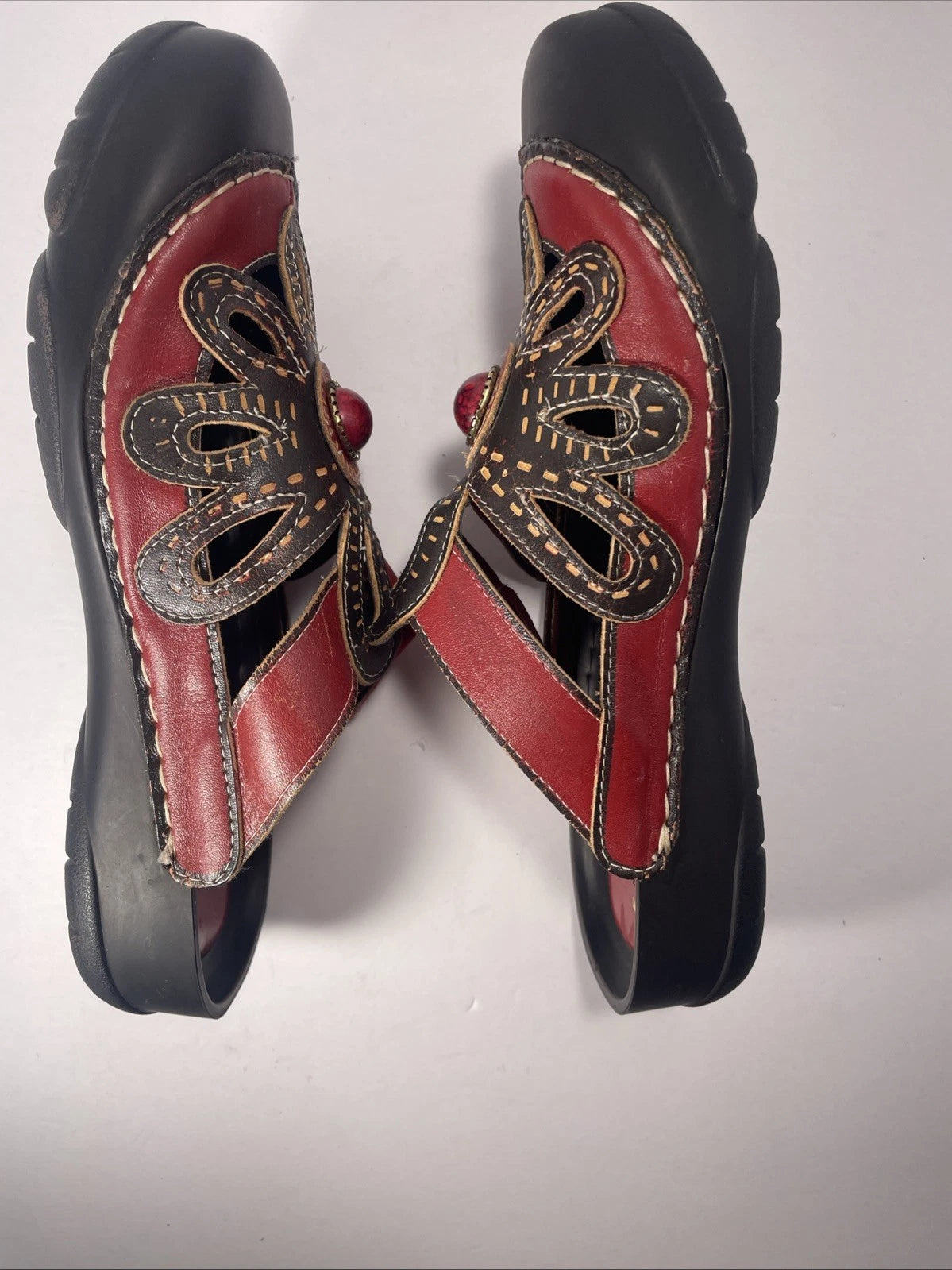 Elite Corkys Mule Sandal Women's Size 9.5/40 Red Stone Multicolor Leather Clog