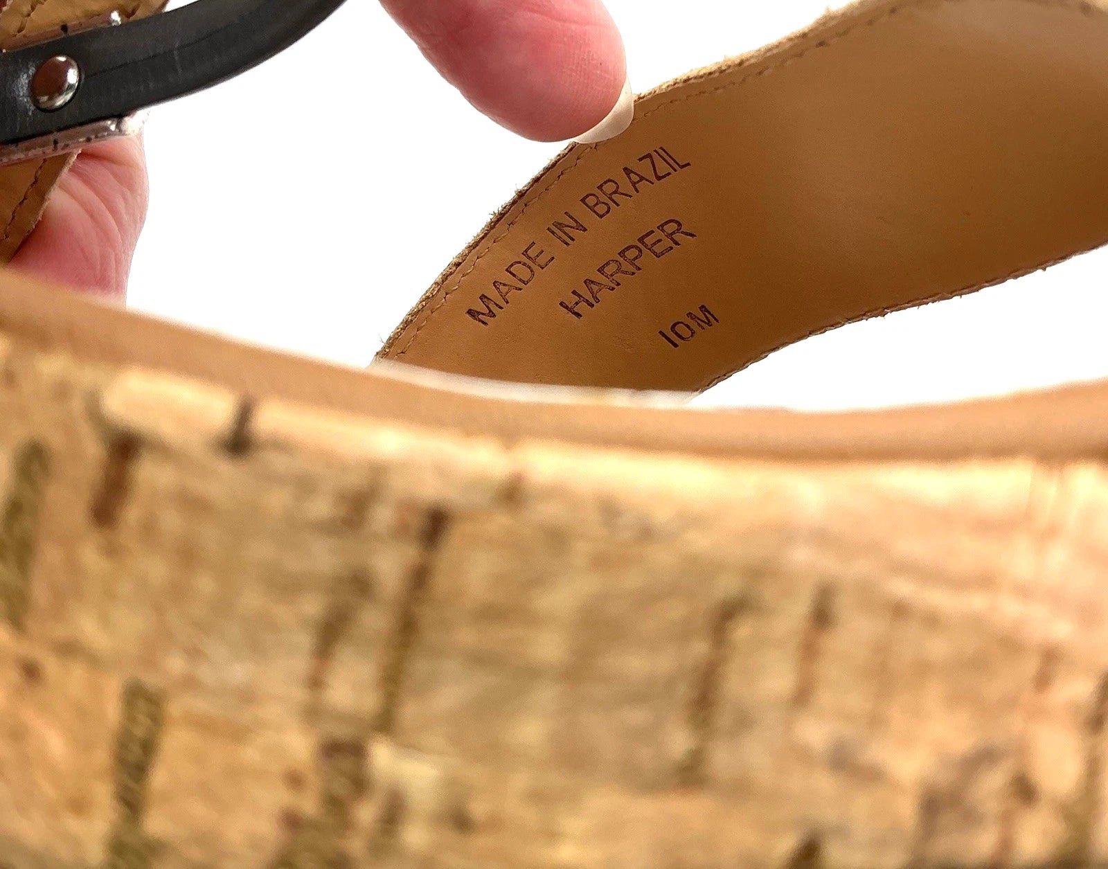 Brighton HARPER Sz 10 Slip On Slides Cork Wedge Sandal Brown Chic Fashion Glam