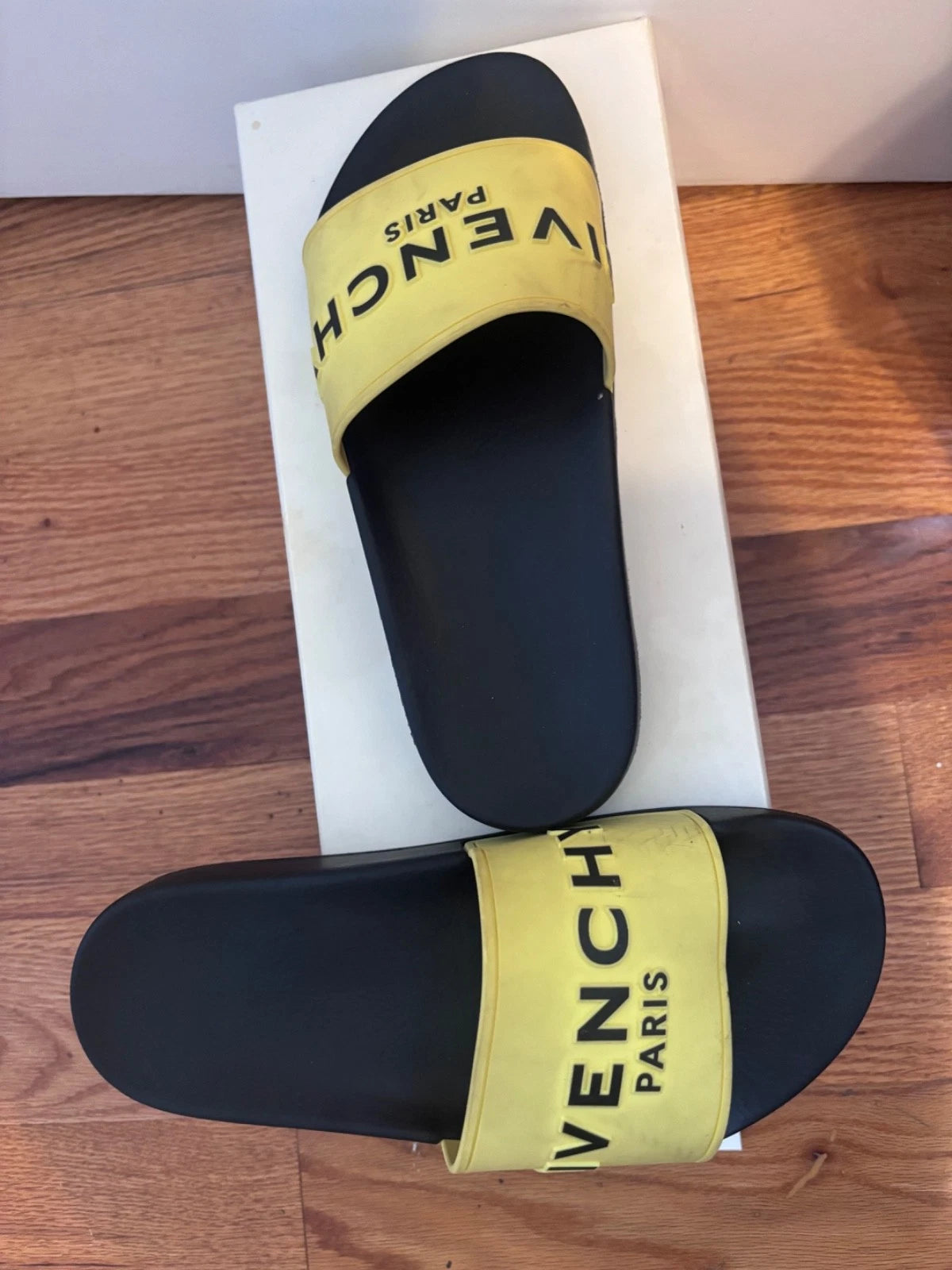 Givenchy Logo Slides Sandals Women 40 Black/Yellow- Pre-Owned