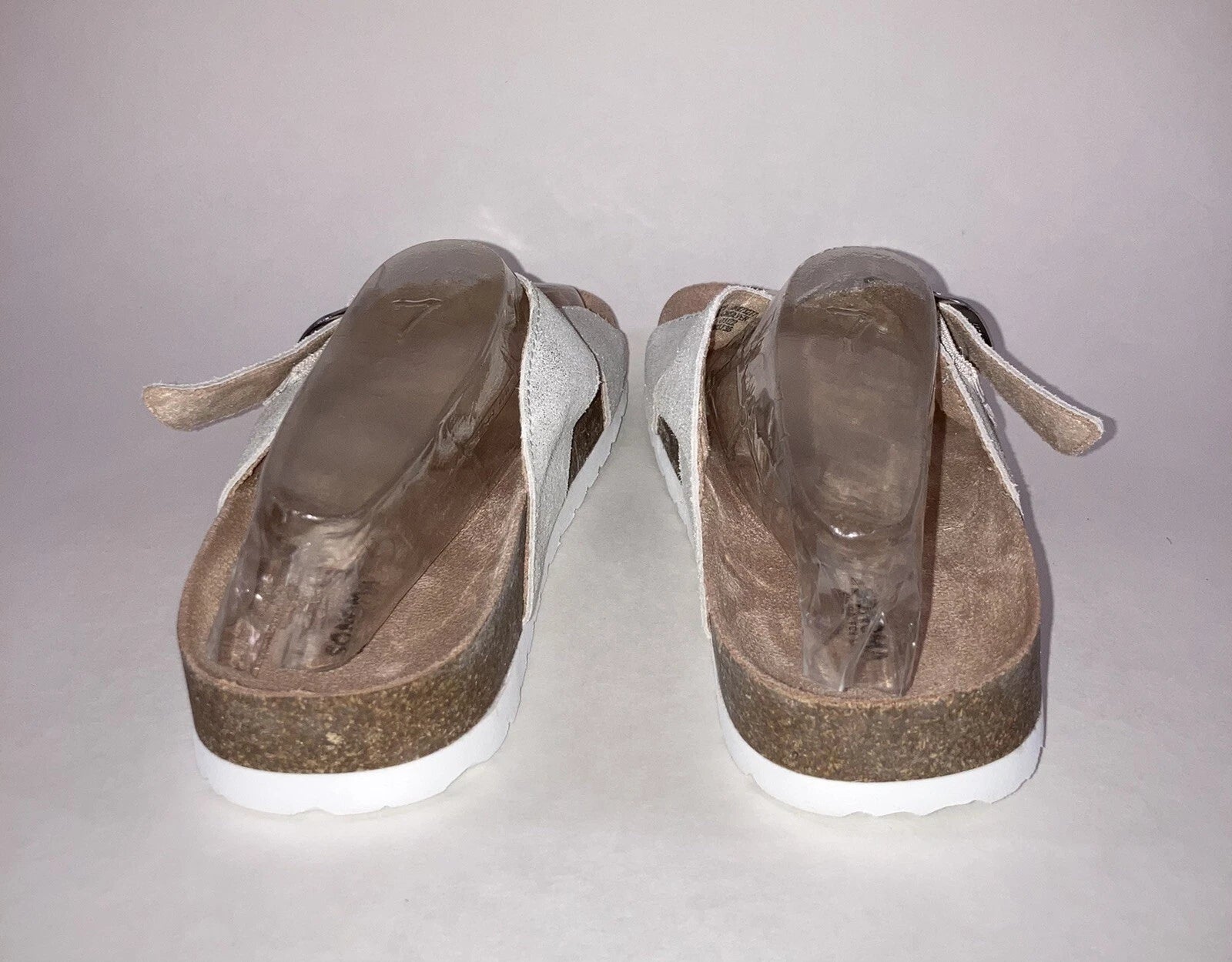 Sonoma Silver Suede Buckle Slide Footbed Sandals Size 7.5 Style Tarragon NEW