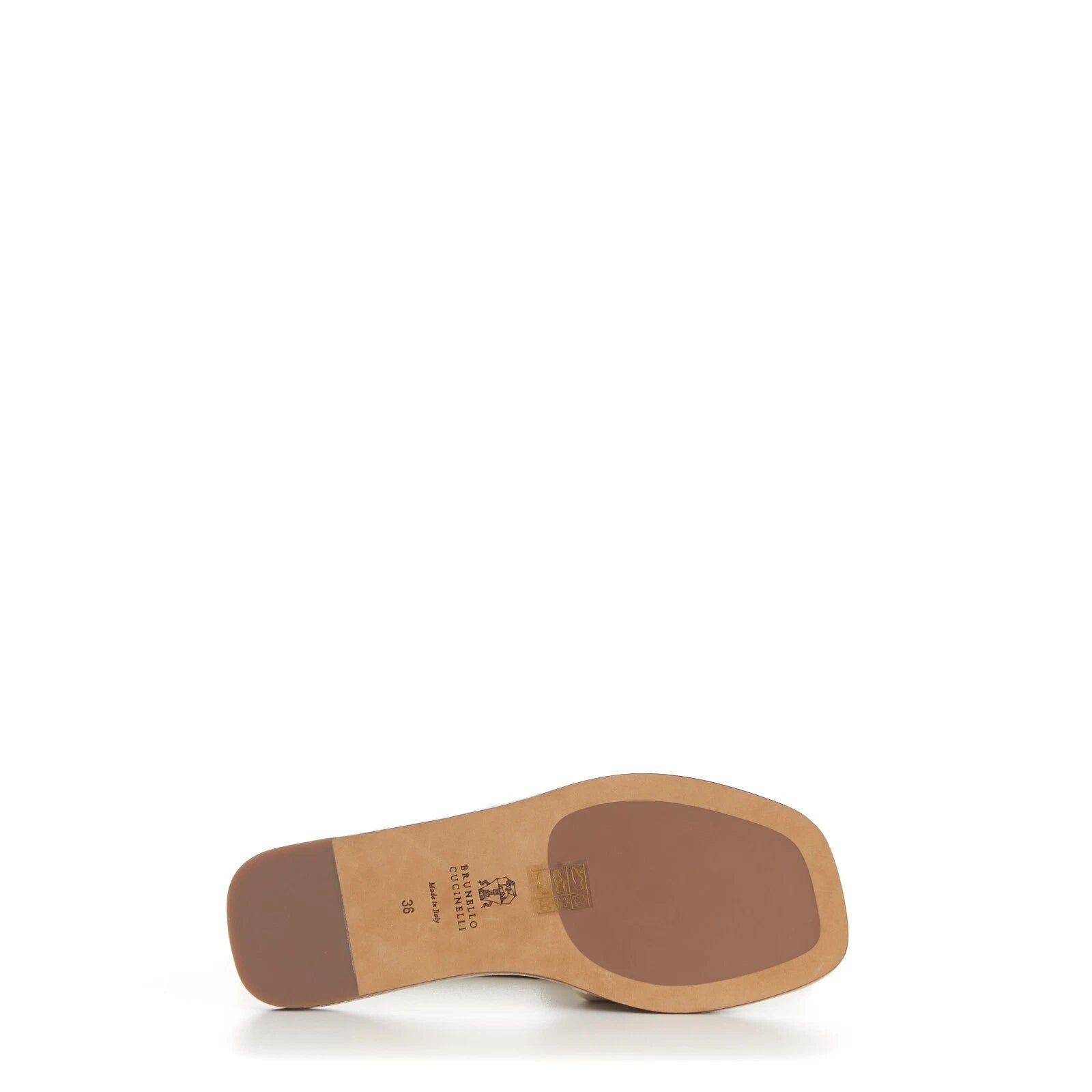 BRUNELLO CUCINELLI 895$ Slide Sandal - Sparkling Monili Trim Beige Leather Shoes