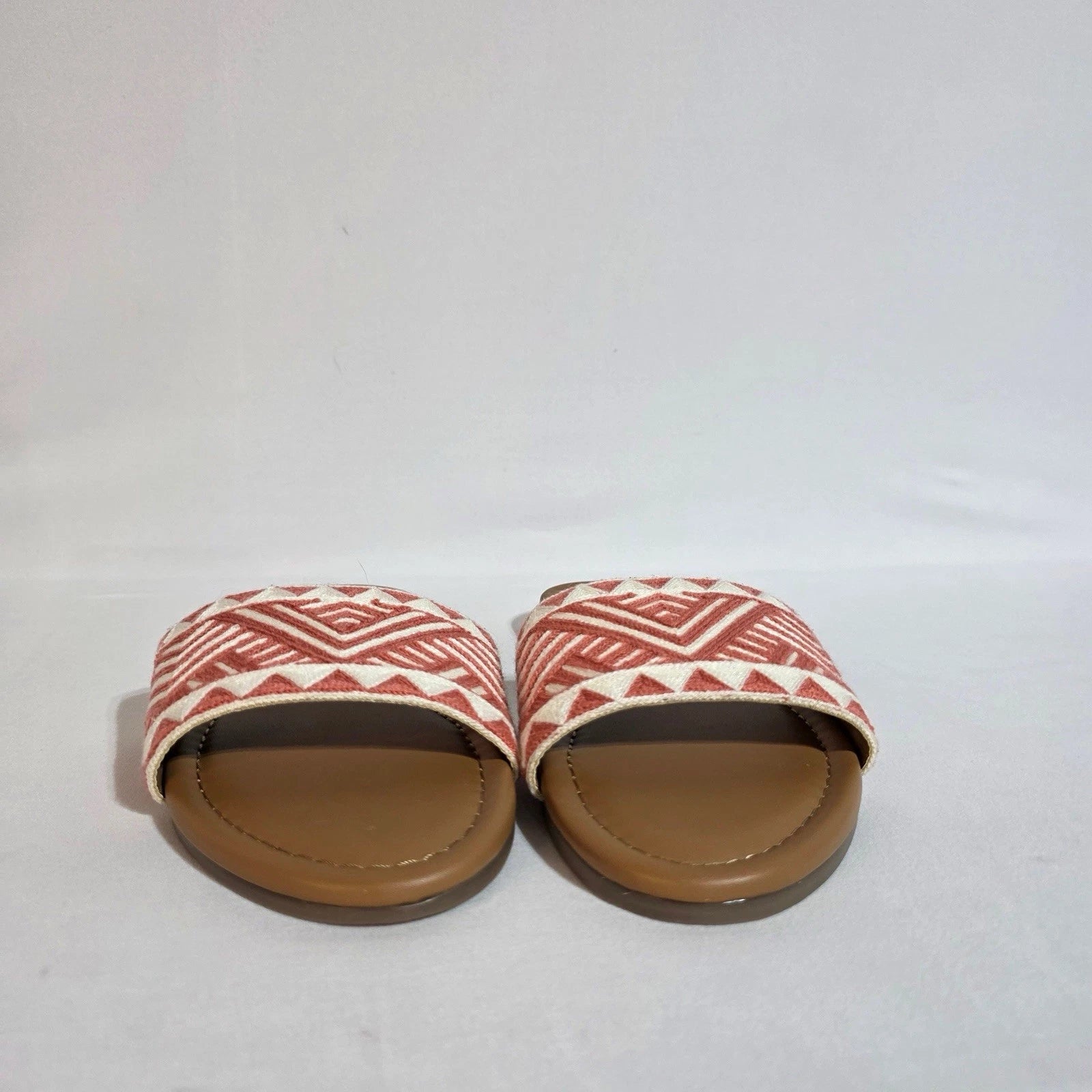 Haute Hippie Style Women’s Flat Slide Sandals Red White Geometric Size 7.5