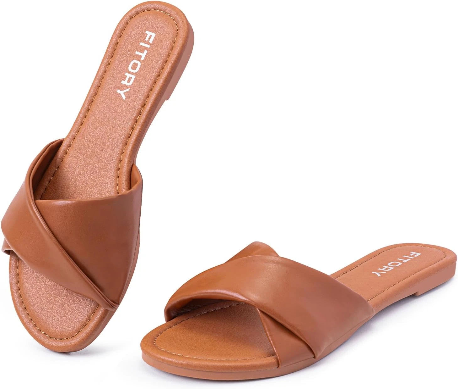 Women'S Flat Sandals Fashion Slides with Soft Leather Slippers for Summer Size 6