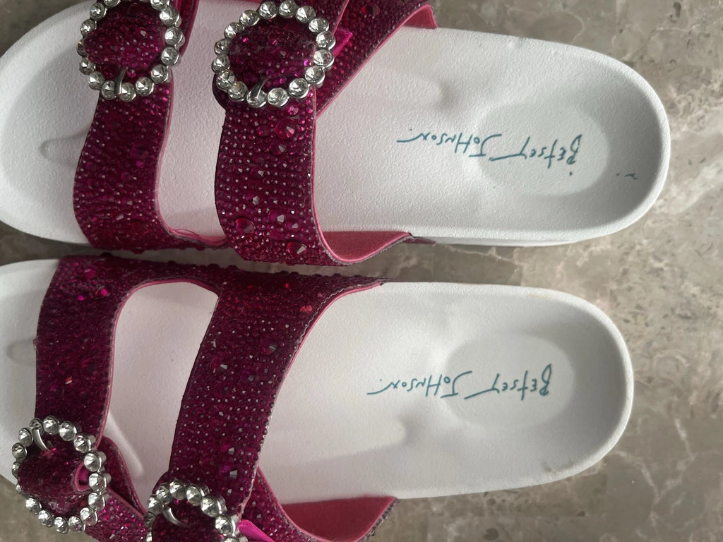 Pink White Betsey Johnson Women's SB-Trudy Sandal, Fuchsia Sz 8 M NEW