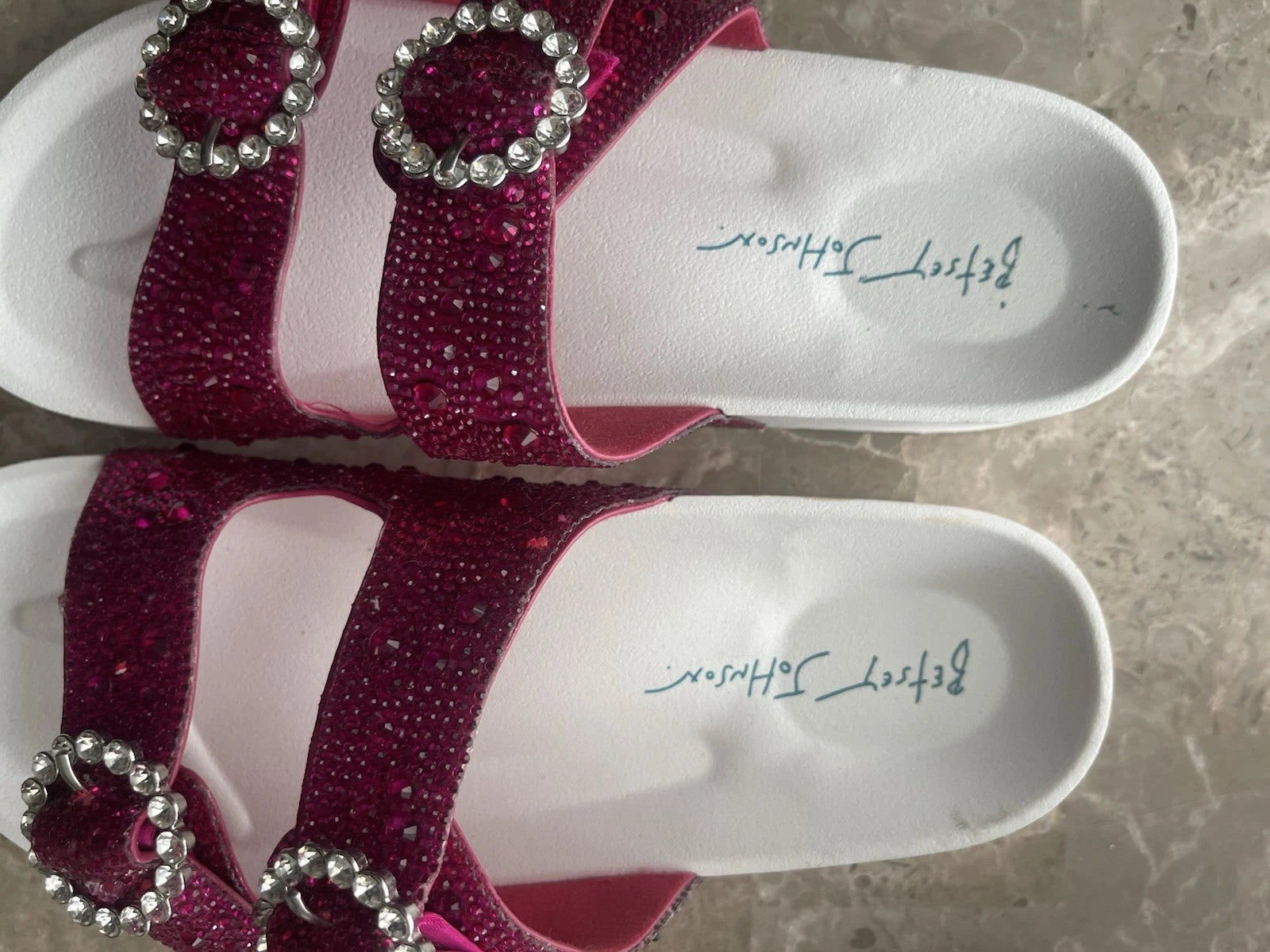 Pink White Betsey Johnson Women's SB-Trudy Sandal, Fuchsia Sz 8 M NEW