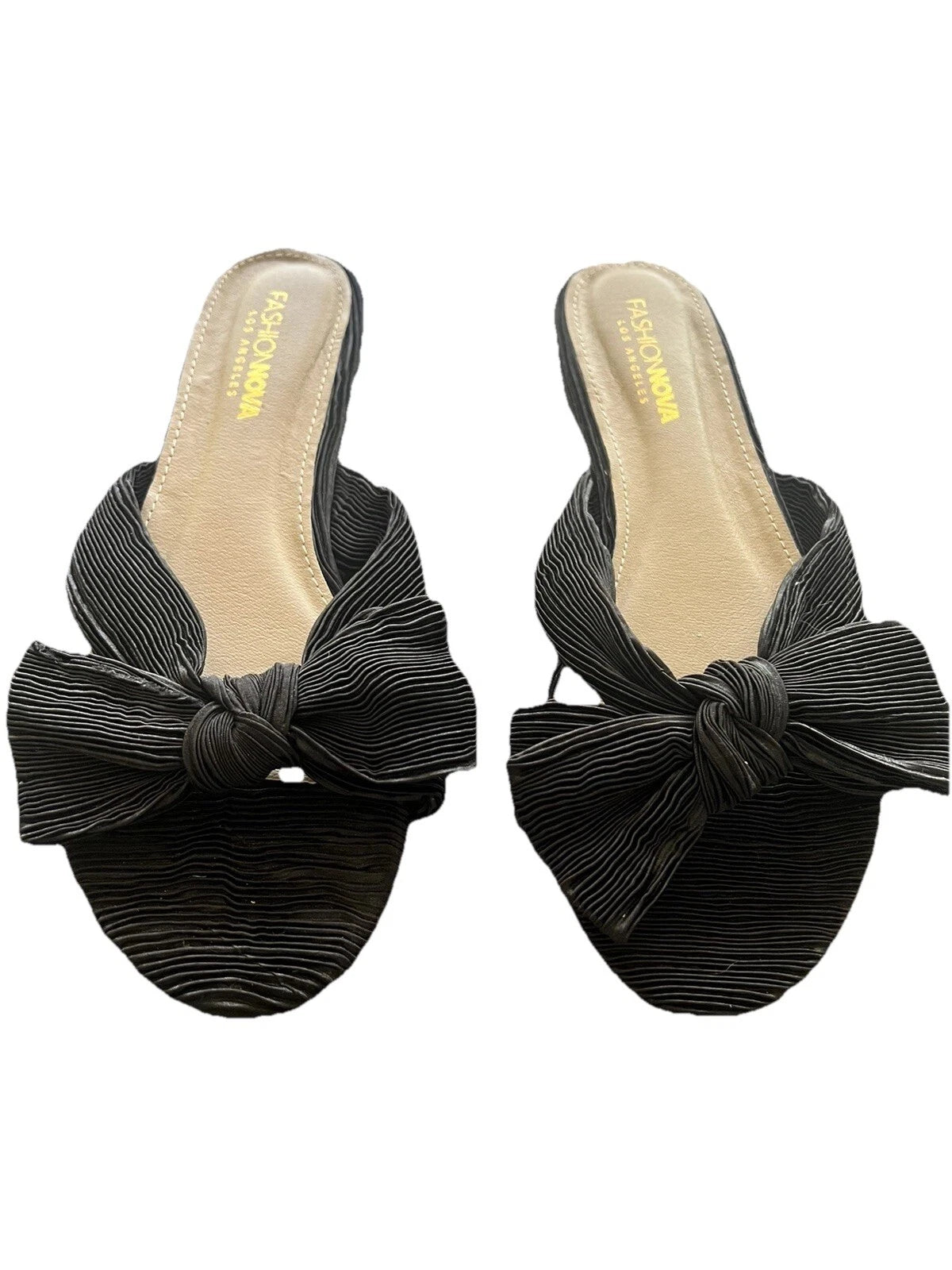 FASHION NOVA Women’s Sandals 9 Black Bow Flats