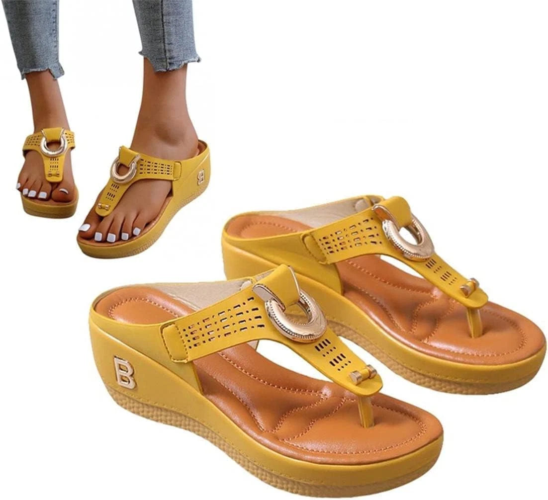 Low-Wedge Women Orthopedic Sandals Casual Flat Shoes Flip Flops Ladies Anti-Slip