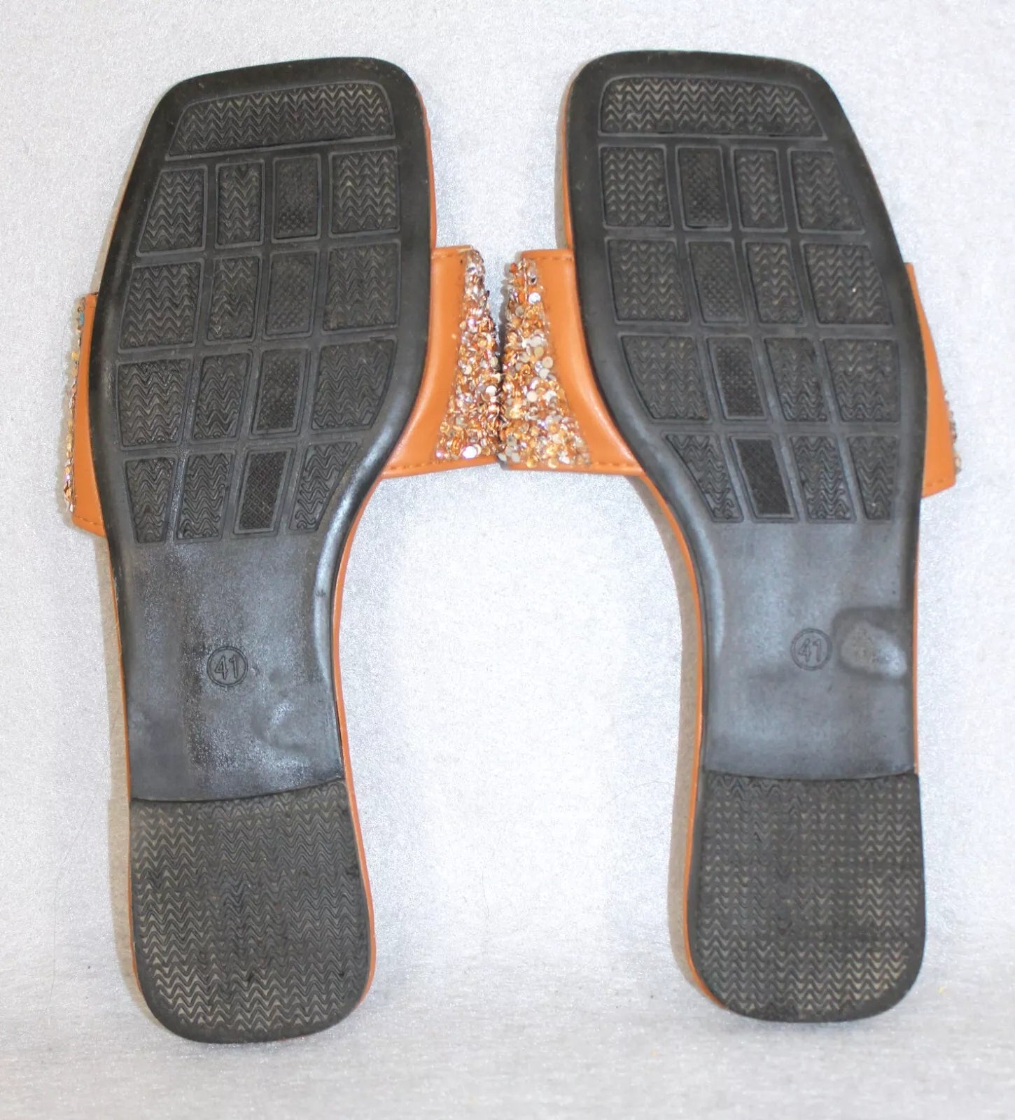 Women's Sandal Slip On Beach Fashion Slides Sq. Toe Rhinestone Sequins 41 9-9.5