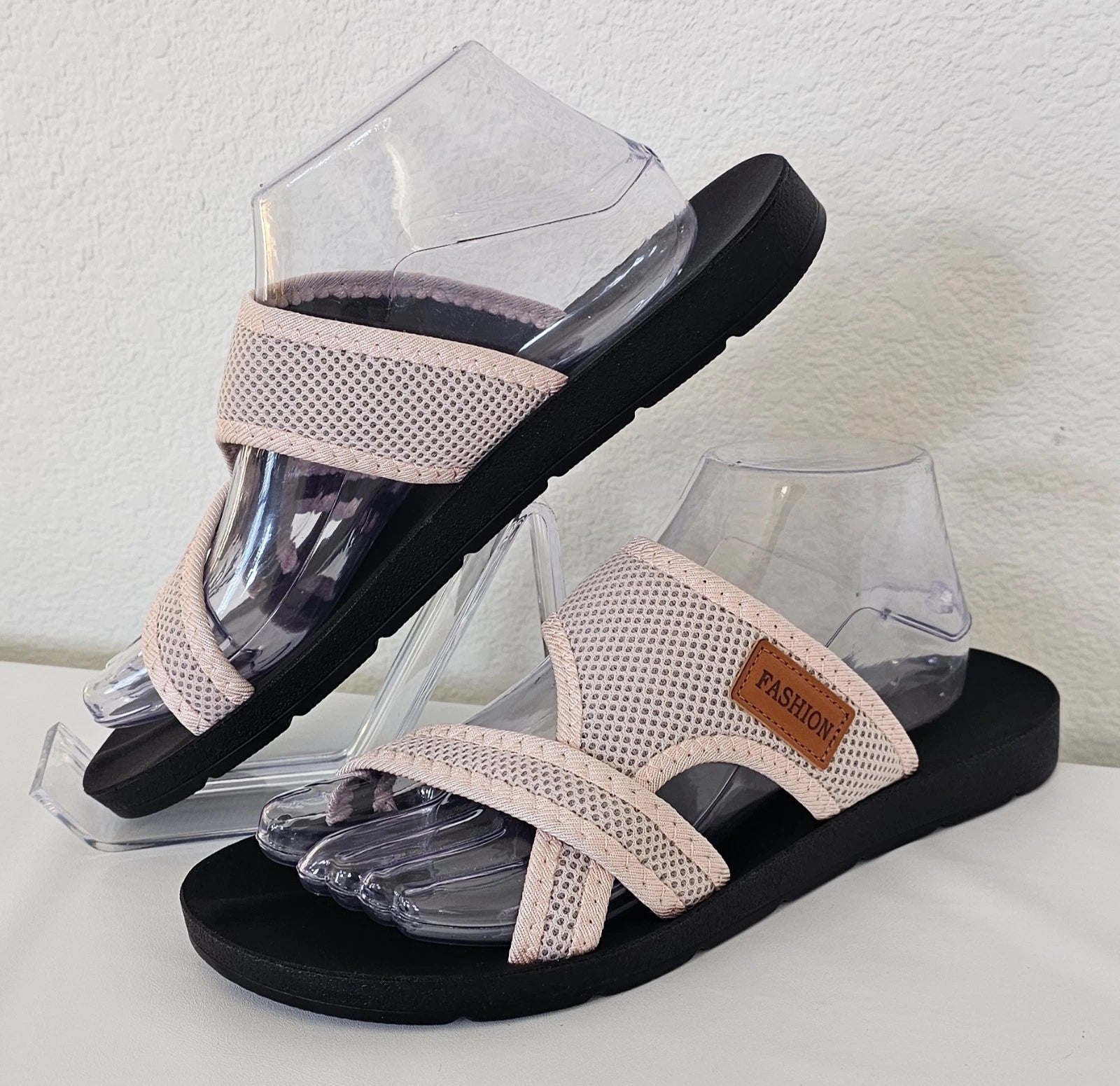 Women's Hollow Mesh Slide Sandals Casual Clip Toe Flat Summer Shoes Size 41/10