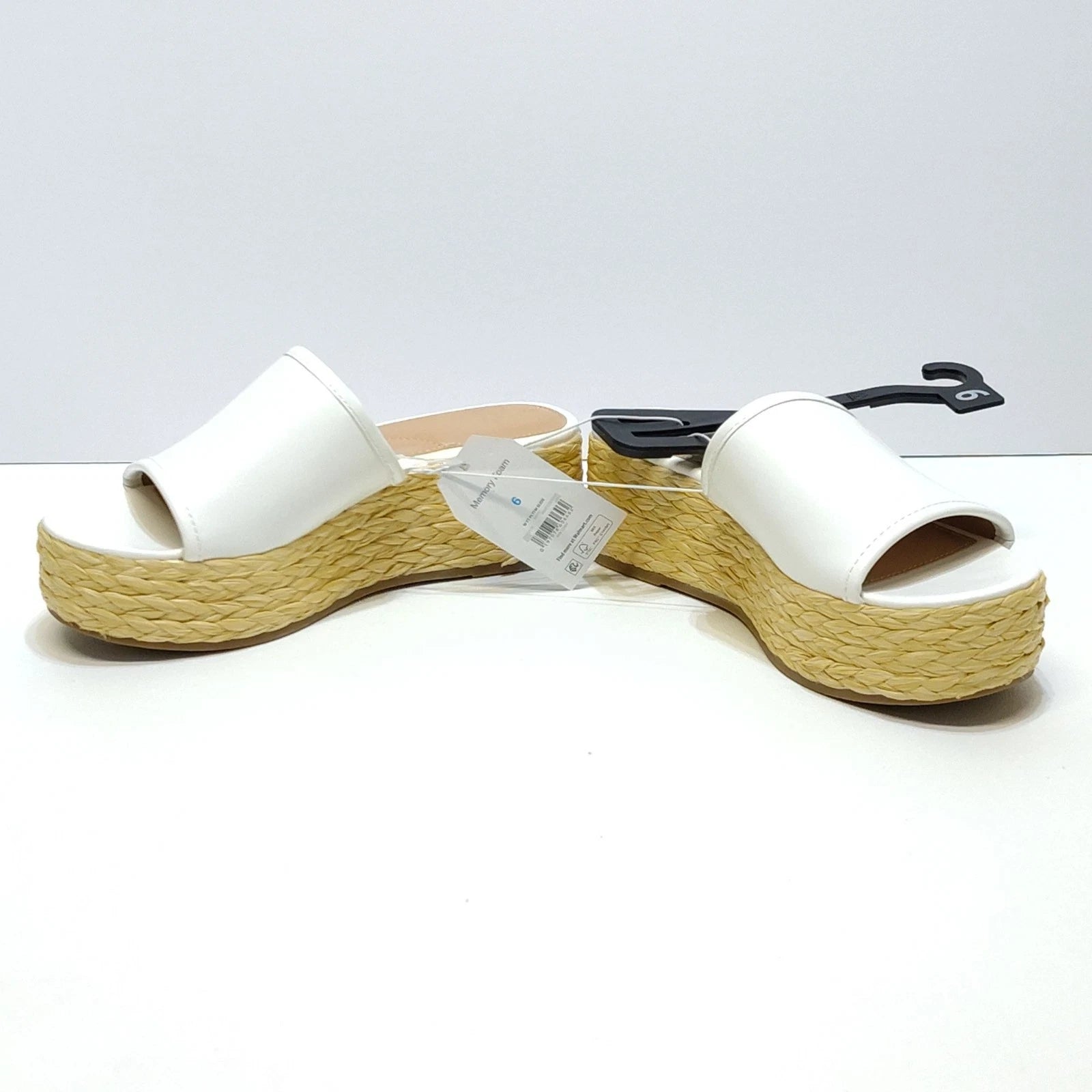 Time And Tru Raffia Platform Slide Sandals Memory Foam Fits True To Size 6 NWT