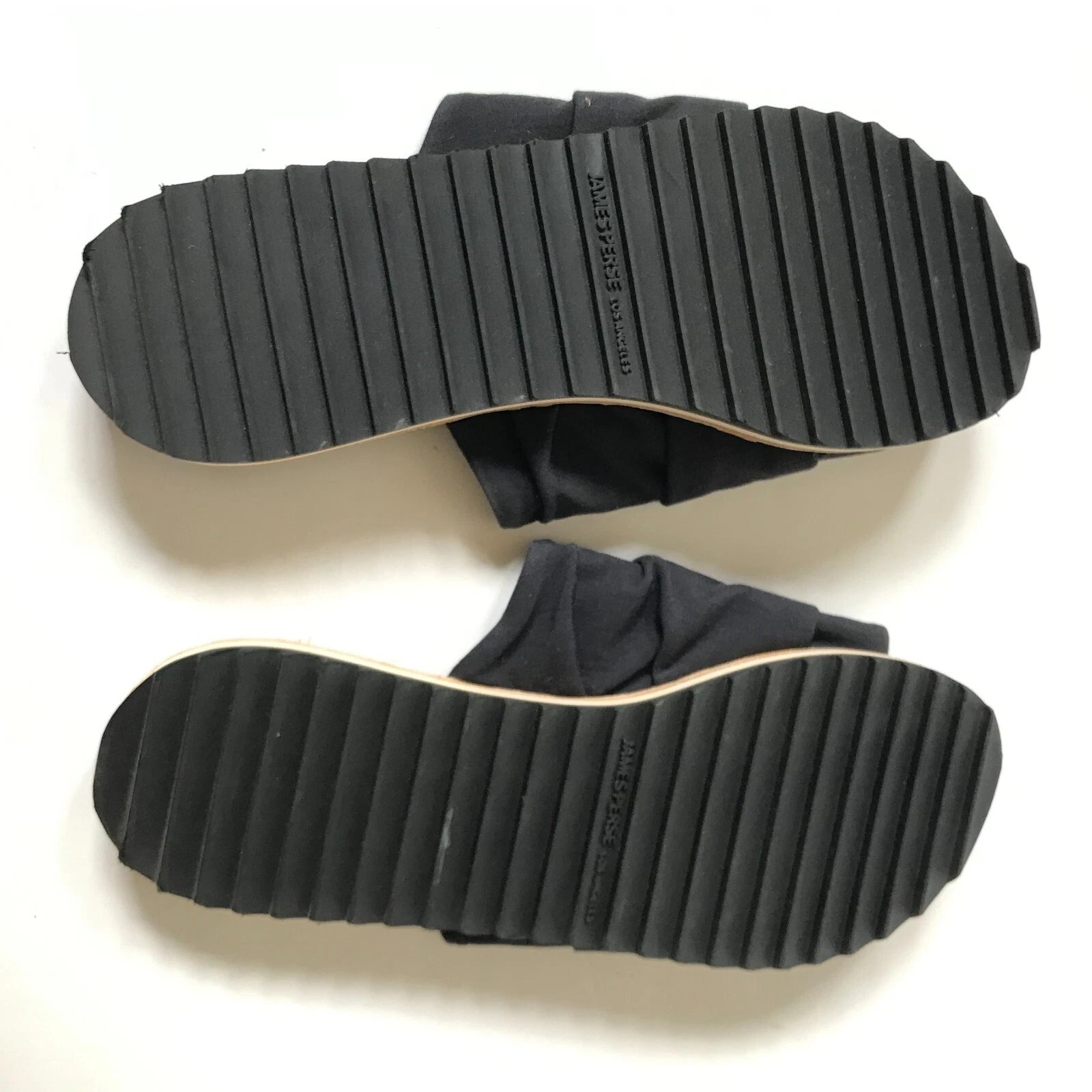 NEW James Perse Slides Sandals Mules Womens 6 Black Fabric Flats Open Toe Shoes