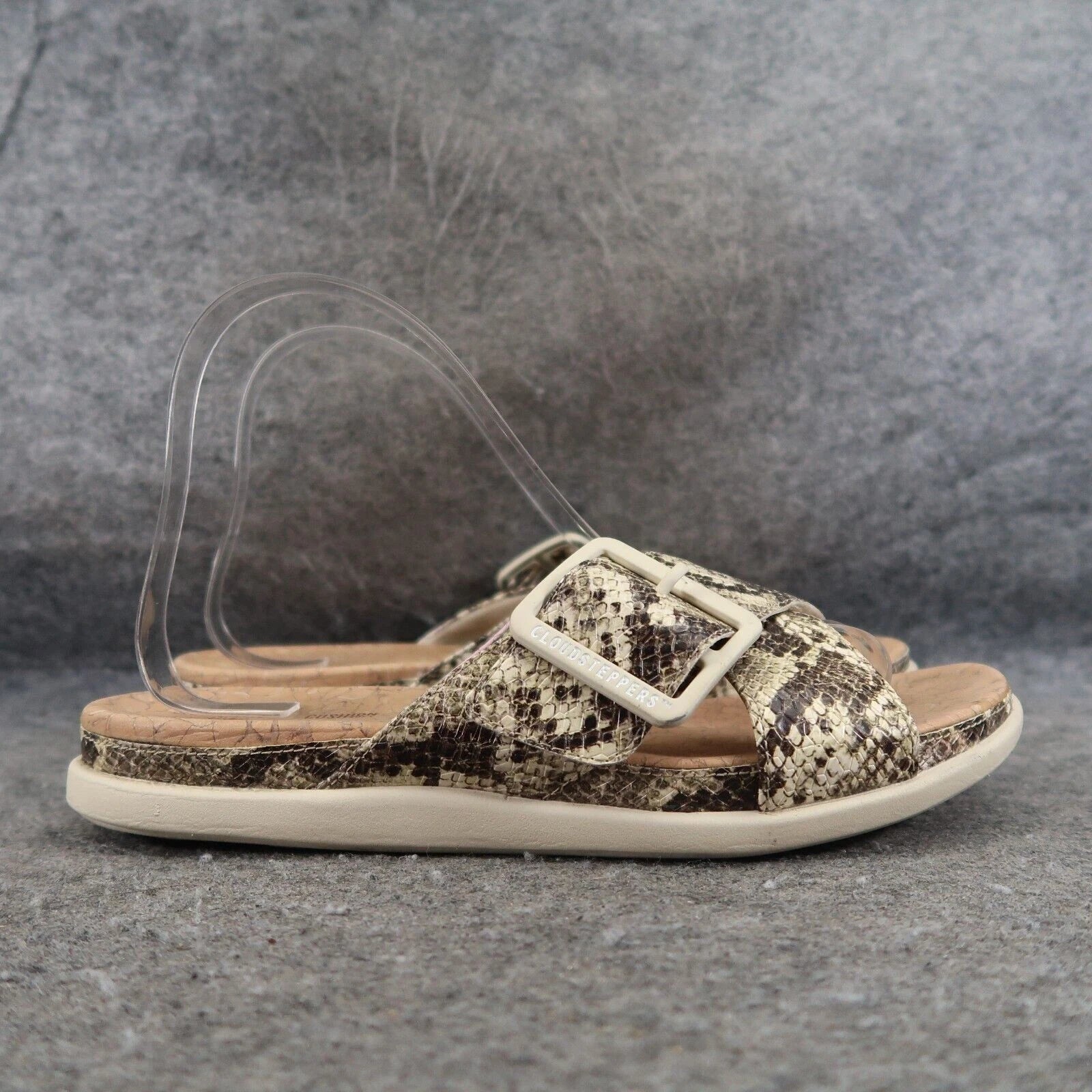 Clarks Shoes Womens 8 Sandal Slides Fashion Snakeskin Platform Juneshell Comfort