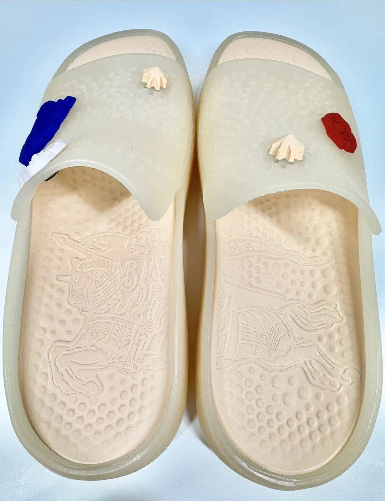BURBERRY RUBBER SLIDE SANDAL STINGRAY NEUTRAL/MARSHMALLOW WOMENS UK 7 EU 40 US 9