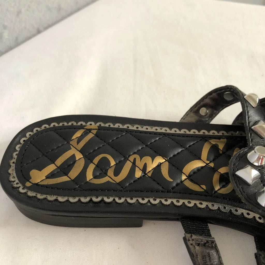 Sam Edelman Shoes Womens Size 7.5 Black Studded Leather Slides Sandals BEATRIS